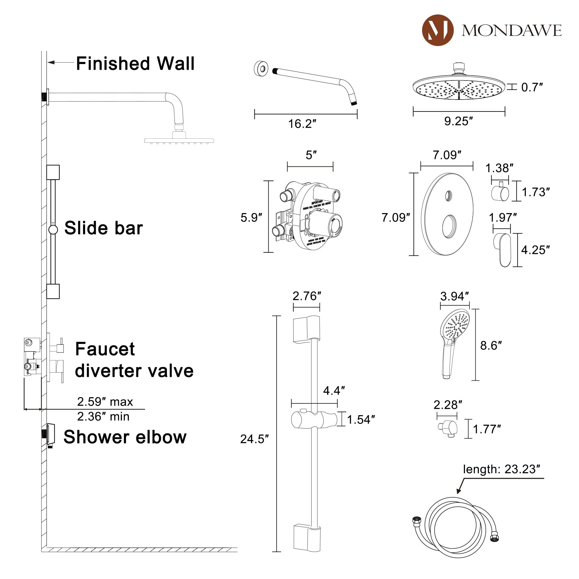 Calliope Wall Mounted 2-Function Retro Pressure-Balanced Shower System with 3 Setting Handheld