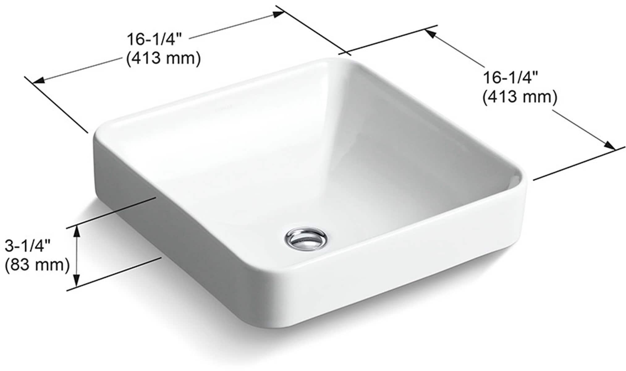 Vox® Ceramic Square Vessel Bathroom Sink with Overflow