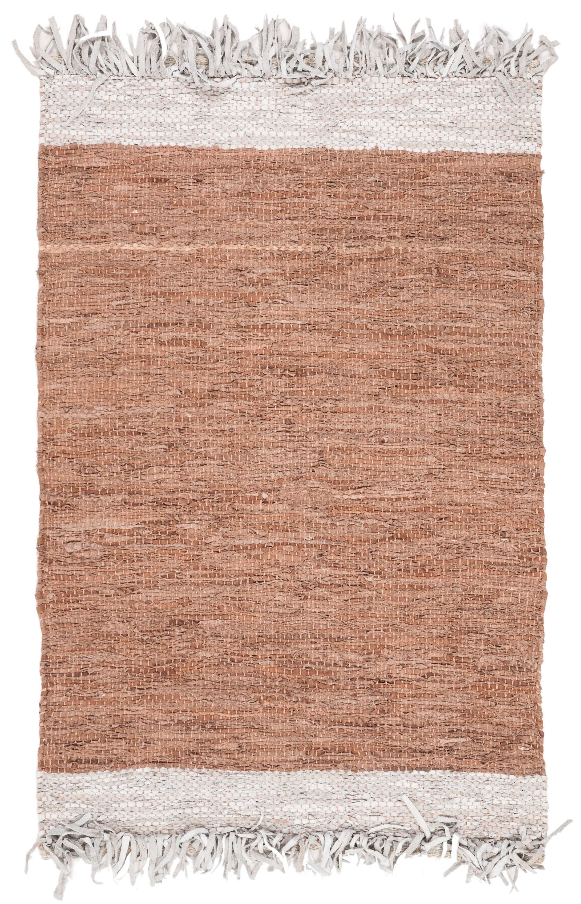 Vintage Leather VTL310 Hand Woven Indoor Accent Rug - Light Grey/Brown - 3'x5' - Safavieh