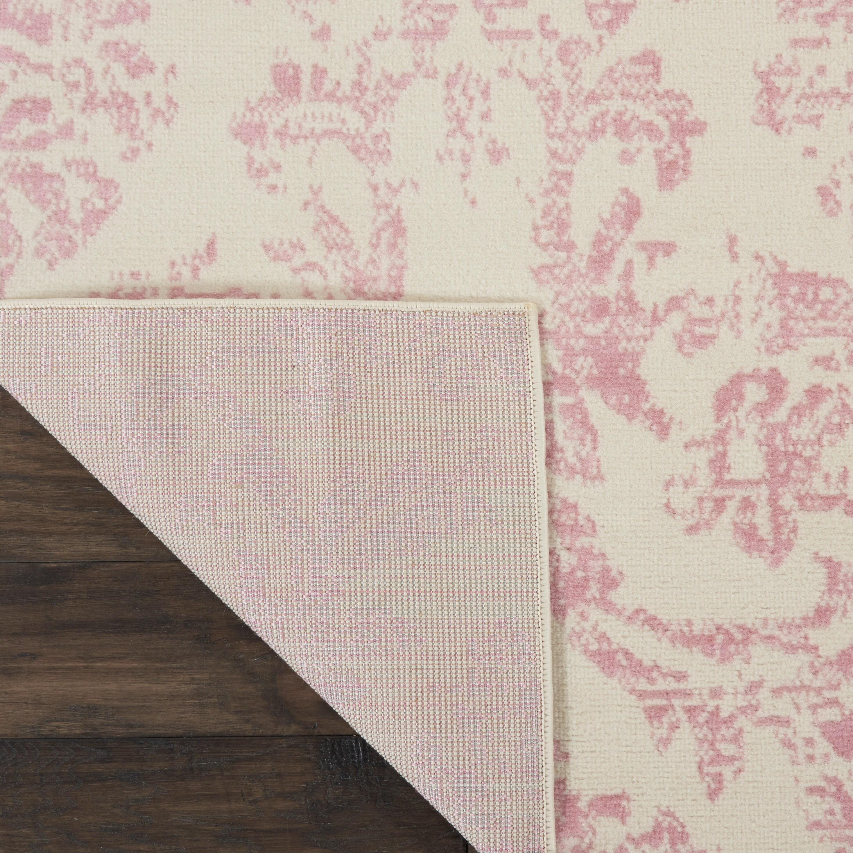 Jubilant JUB09 Area Rug Farmhouse Vintage Damask By Nourison Ivory/Pink 7' x 10'