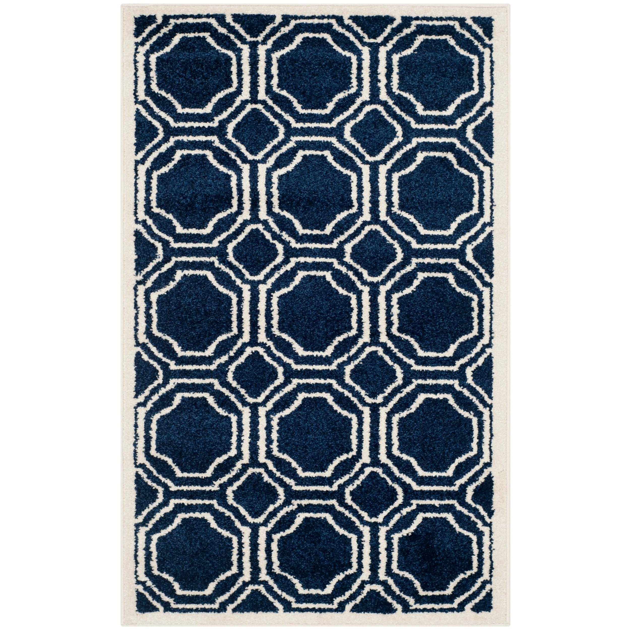 Amherst AMT411 Power Loomed Accent Rug - Navy/Ivory - 2'6"x4' - Safavieh.