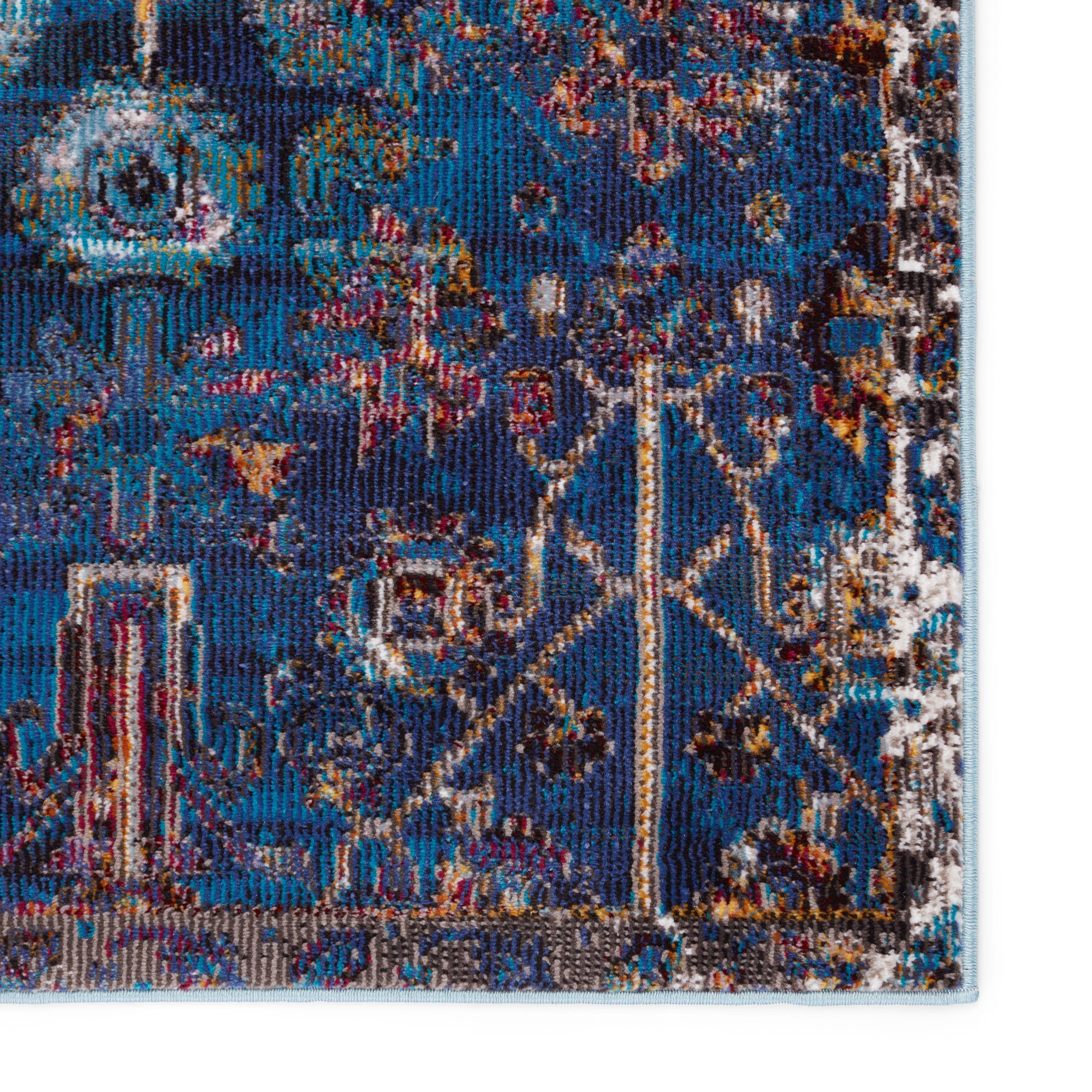 Izar Blue and Multicolor Synthetic 8' x 10' Area Rug