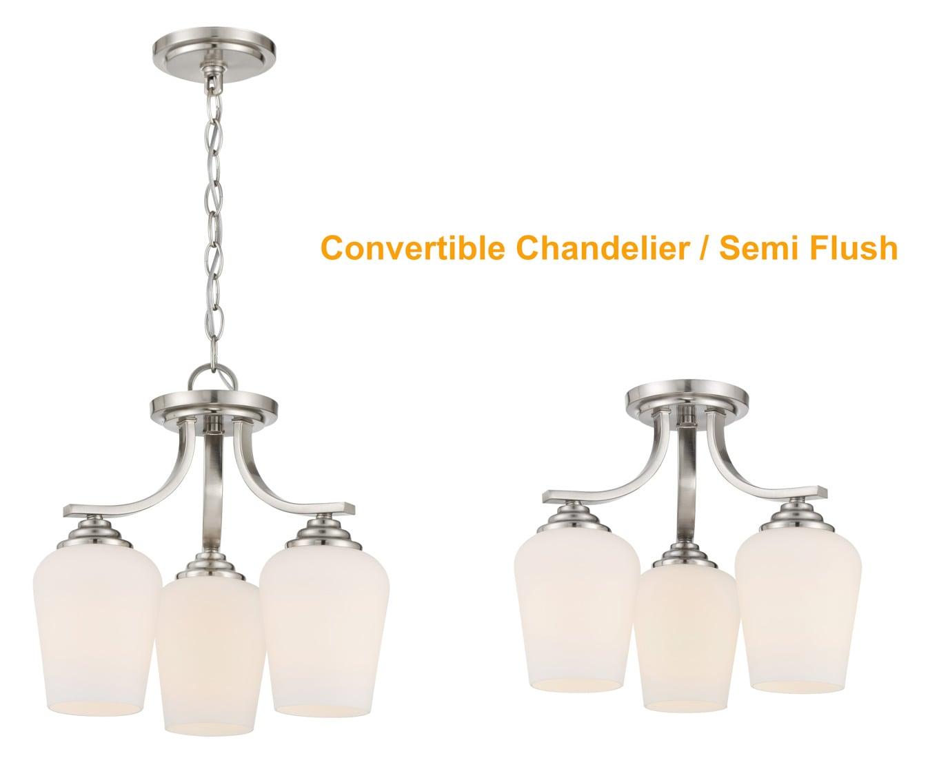 3 Light Convertible Chandelier-Brushed Nickel Finish    -Traditional Installation Minka Lavery 4926-84