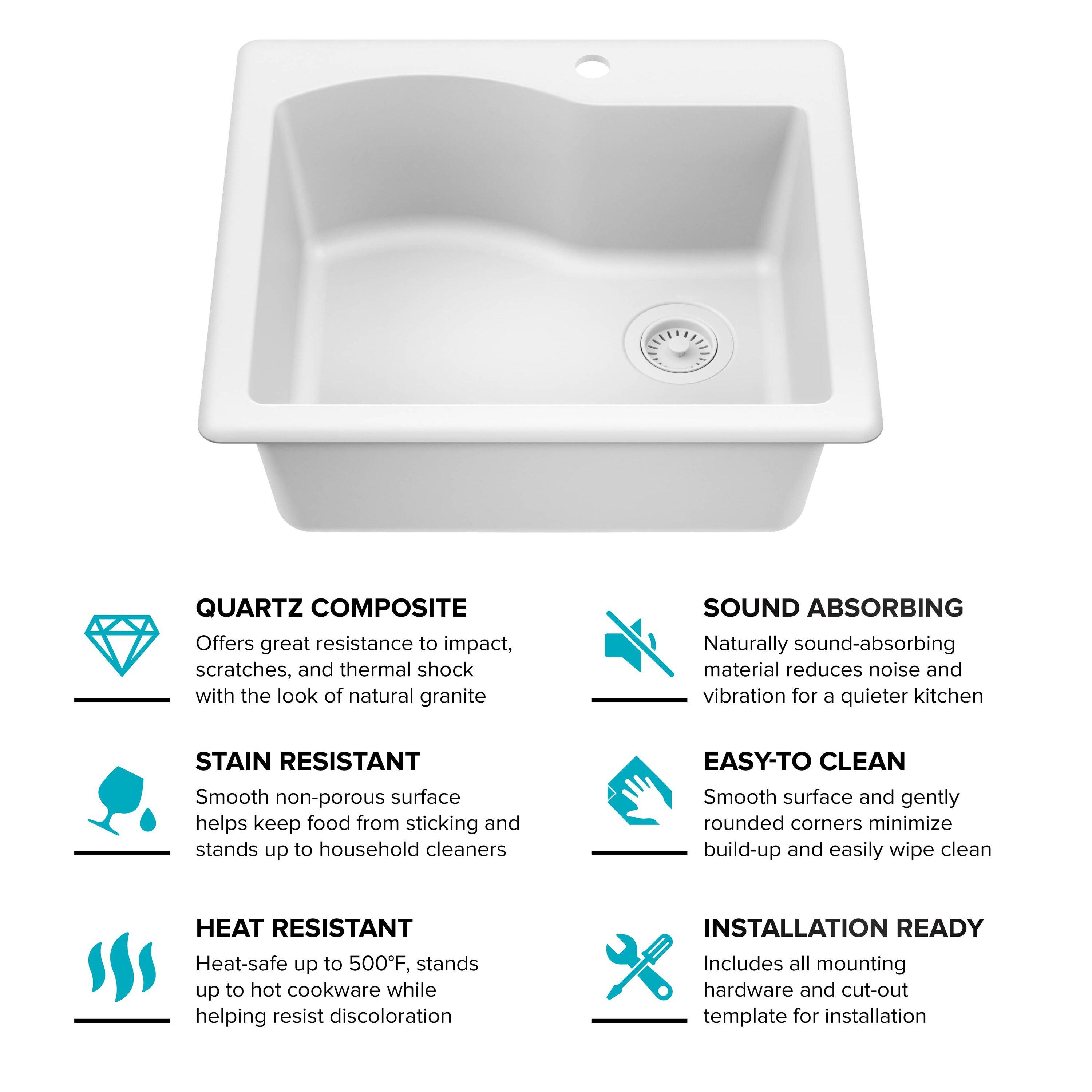 KRAUS Quarza™ 25" L Dual Mount Single Bowl Granite Kitchen Sink