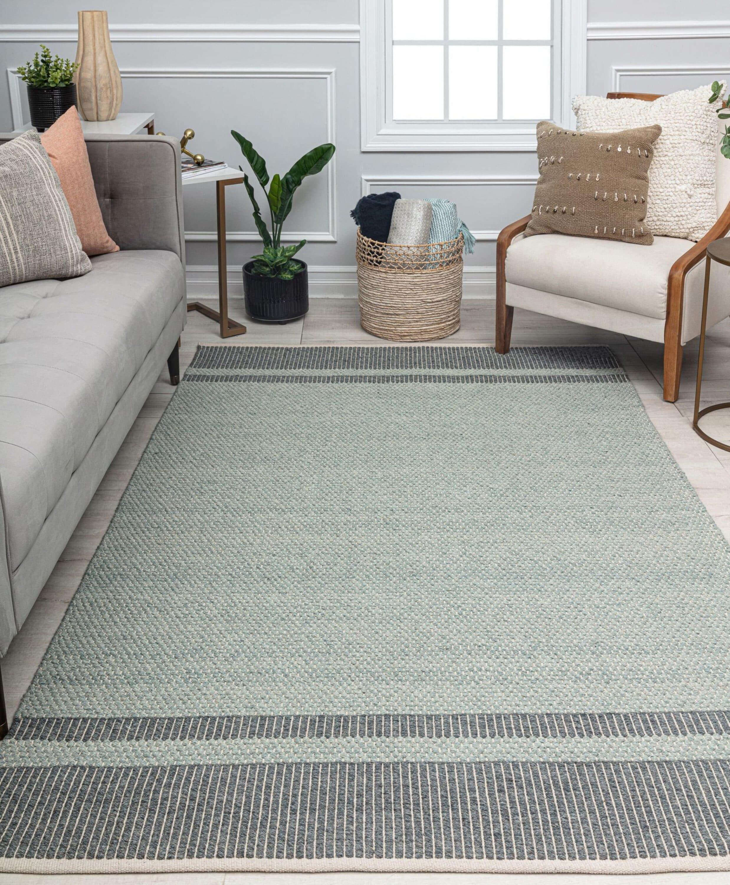 Rugs America Daphne DN10B Farmhouse Border Area Rug for Dining Room Rug Neutral Rug Living Room Rug Kitchen, 8'x10'