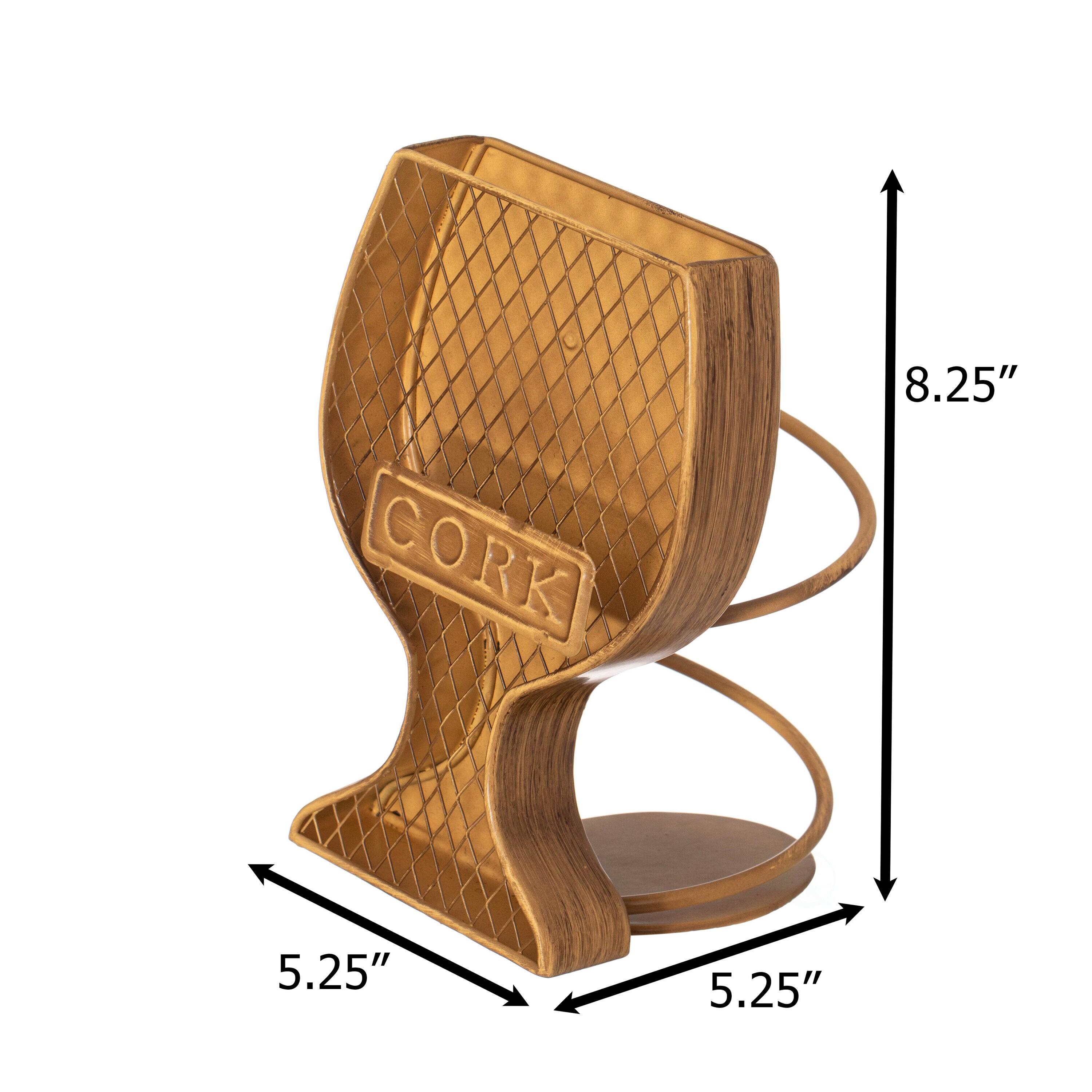 Vintiquewise Decorative Metal Goblet Shape Wine Bottle and Cork Holder A Unique Home Decor Piece and Countertop Accessory