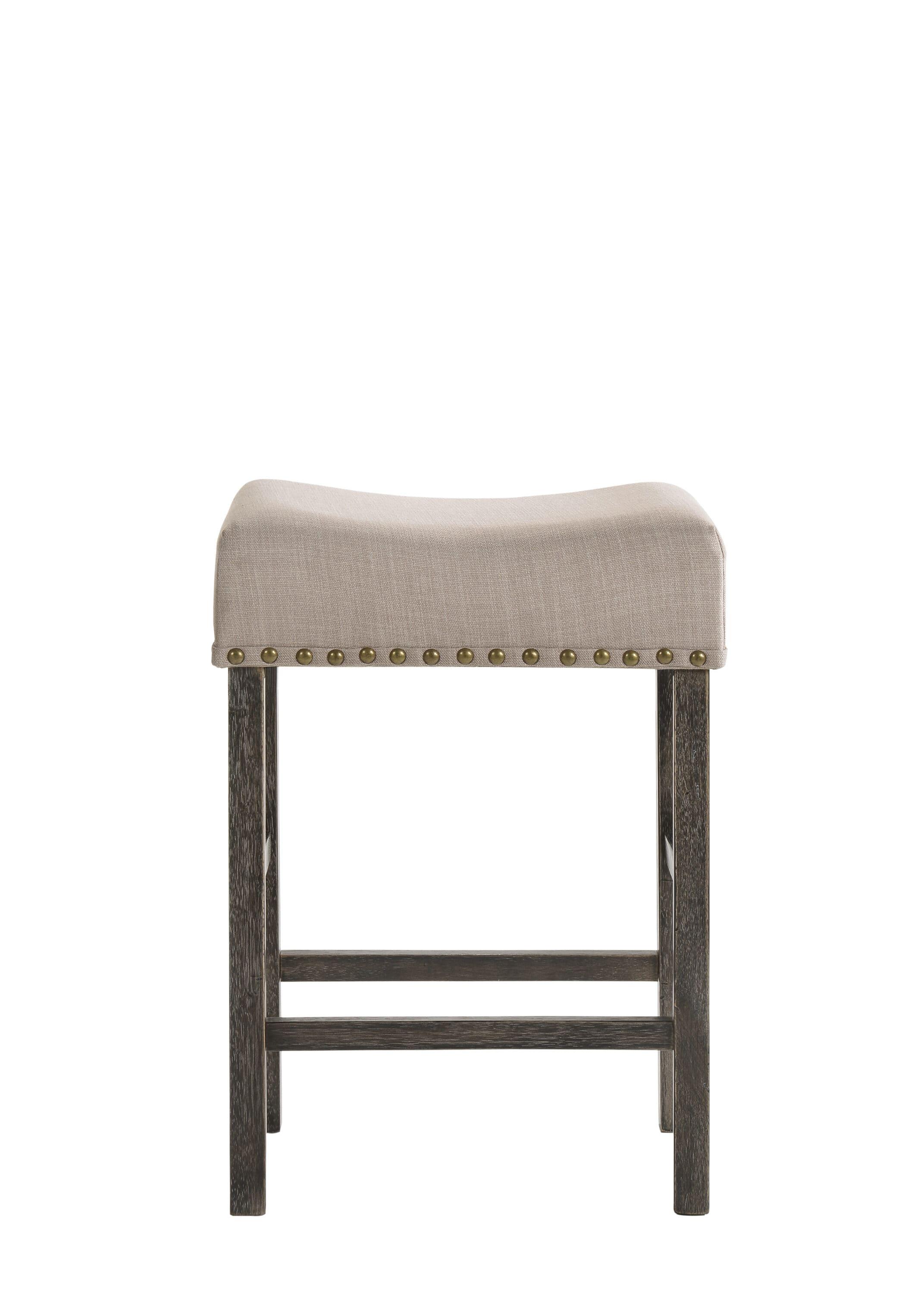 Martha II Counter Height Barstool Tan Linen/Weathered Gray - Acme Furniture