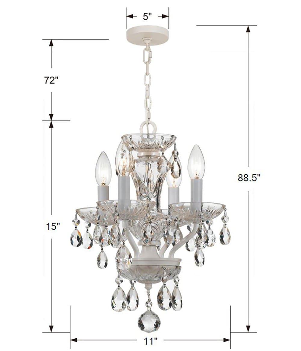 5534-WW-CL-S-Crystorama Lighting-Traditional Crystal - 15 Inch 4 Light Chandelier-Swarovski Strass Crystal Type-Wet White Finish   -Traditional