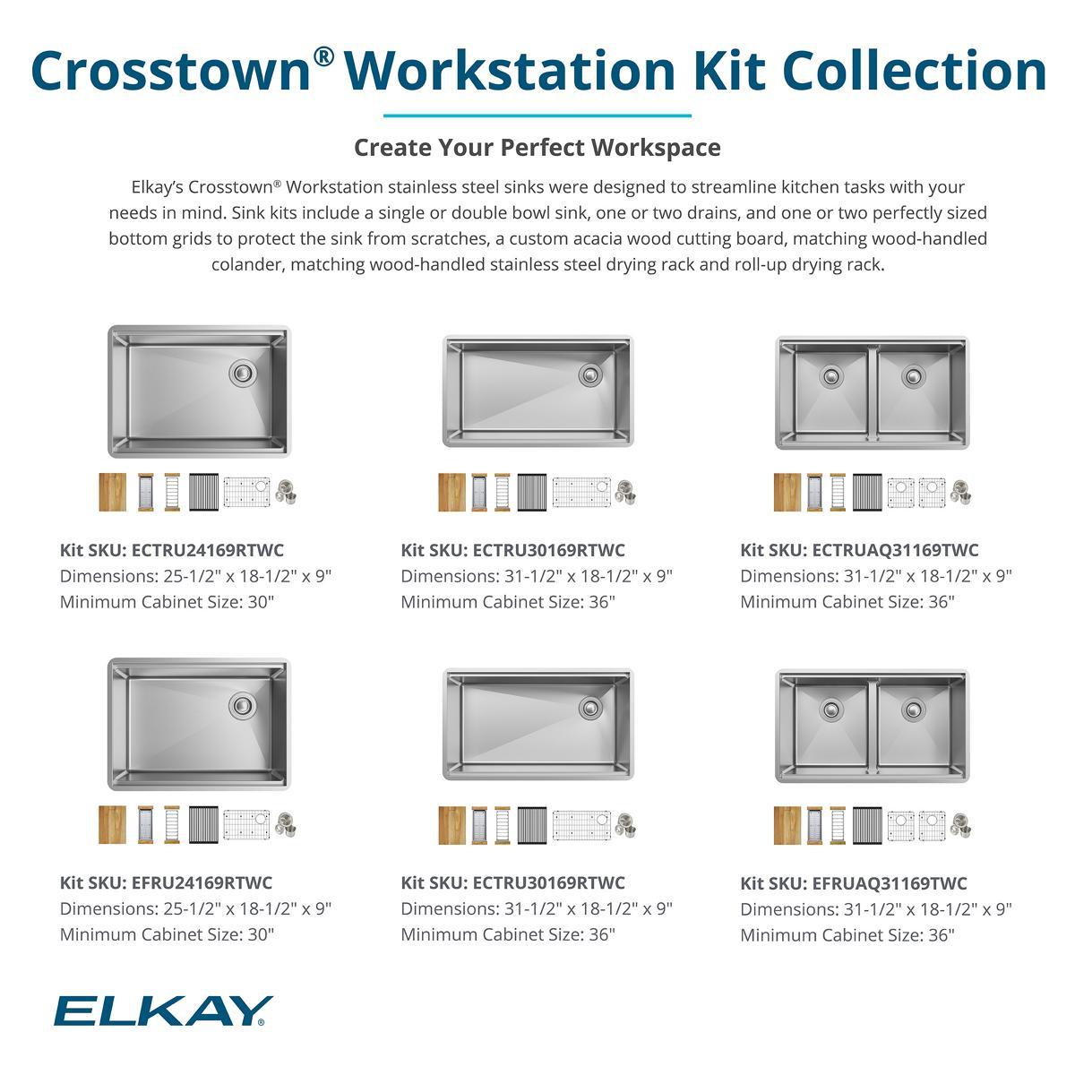 Crosstown Workstation 32" L x 19" W Undermount Kitchen Sink with Accessories