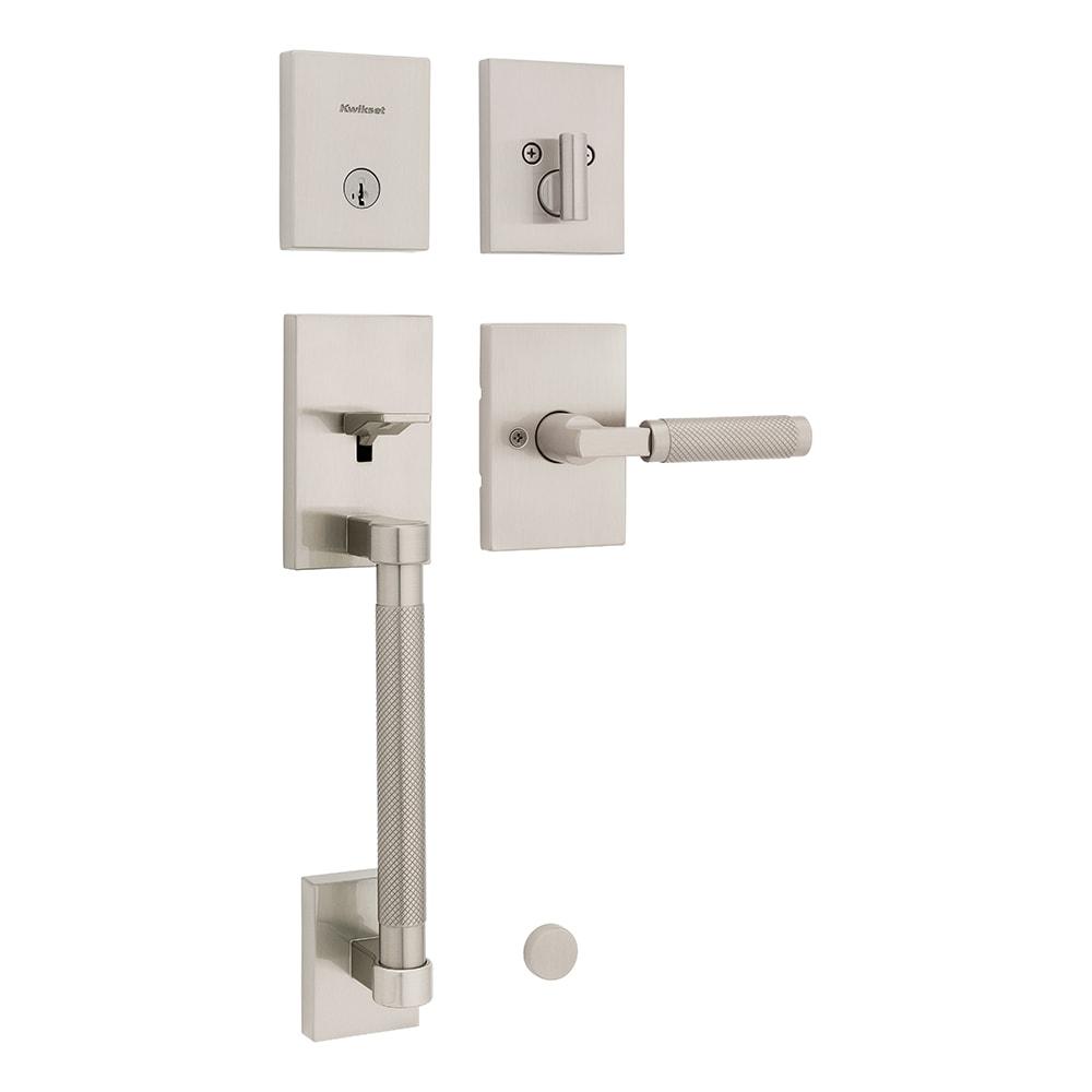 Kwikset Prava Front Door Lock Handle and Deadbolt Set, Entry Handleset Exterior with Interior Reversible Lever, Satin Nickel, Pick Resistant SmartKey Rekey Deadbolt Security, with Microban Protection