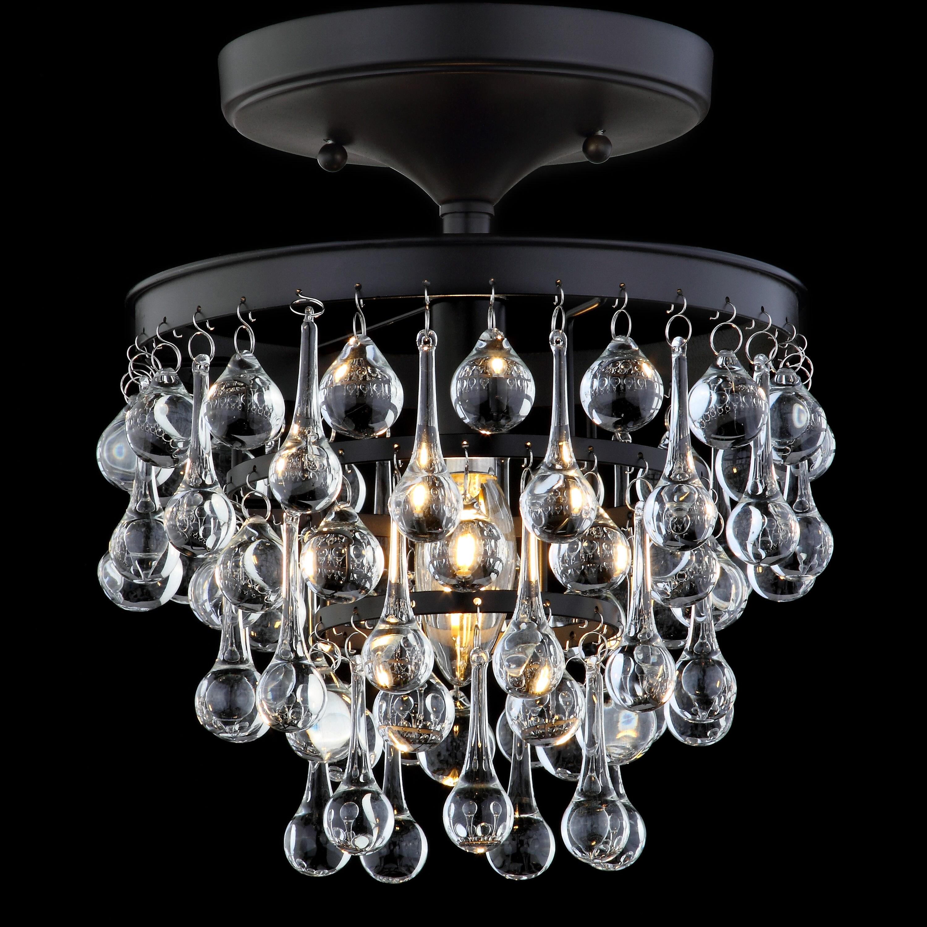 JONATHAN Y Toronto 10" Metal/Crystal LED Flush Mount, Oil Rubbed Bronze