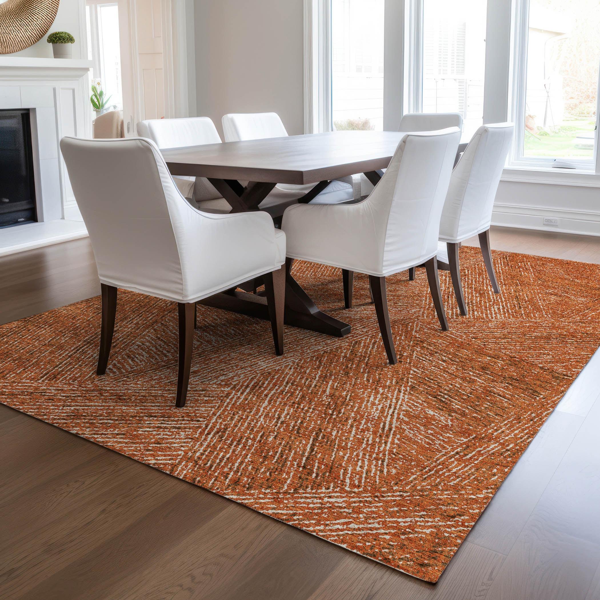 Addison Copper Rectangular Machine Washable Synthetic Rug