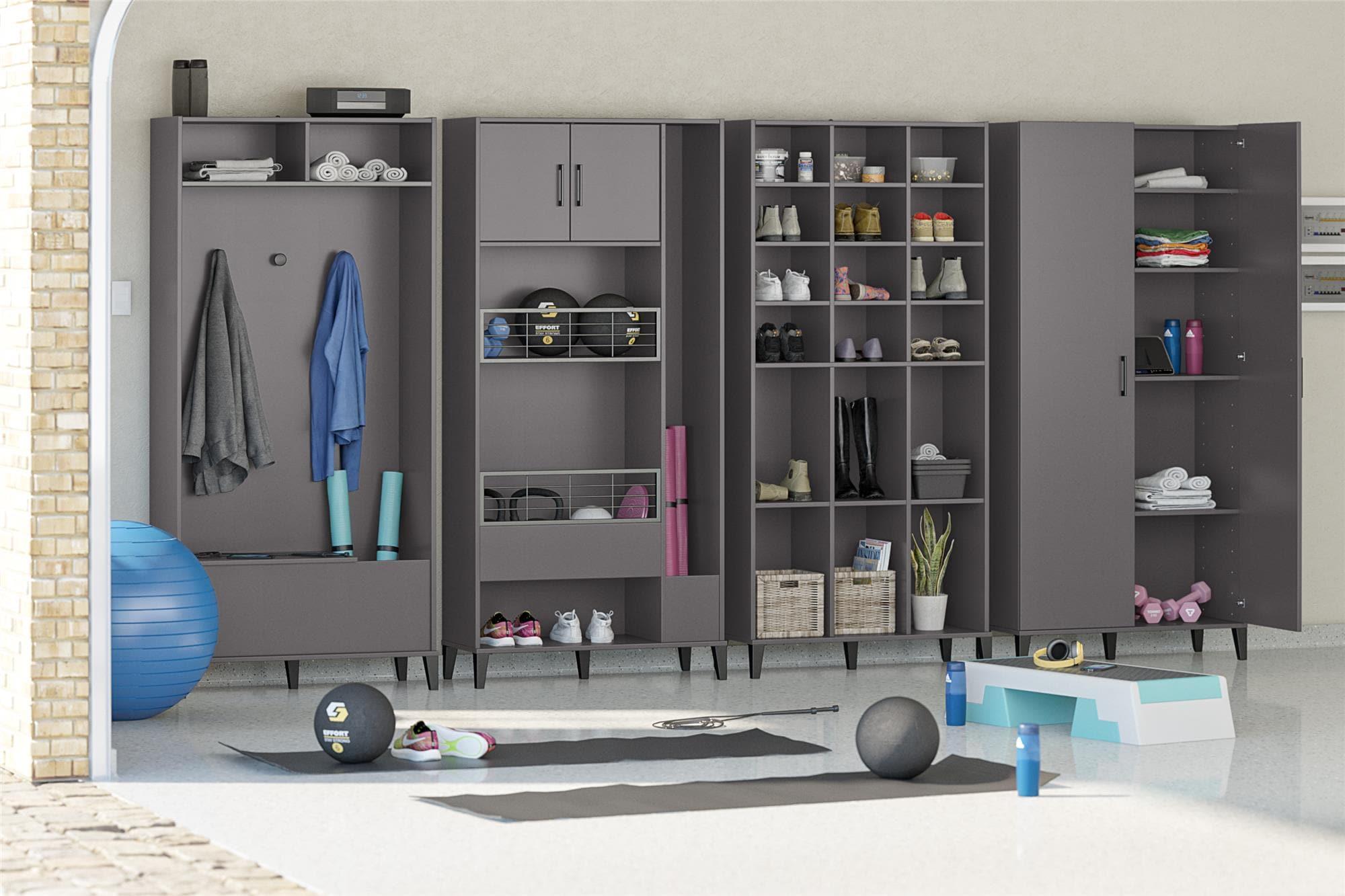 Flex Athletic Shoe Storage Cabinet for Boots & Tennis Shoes, Graphite
