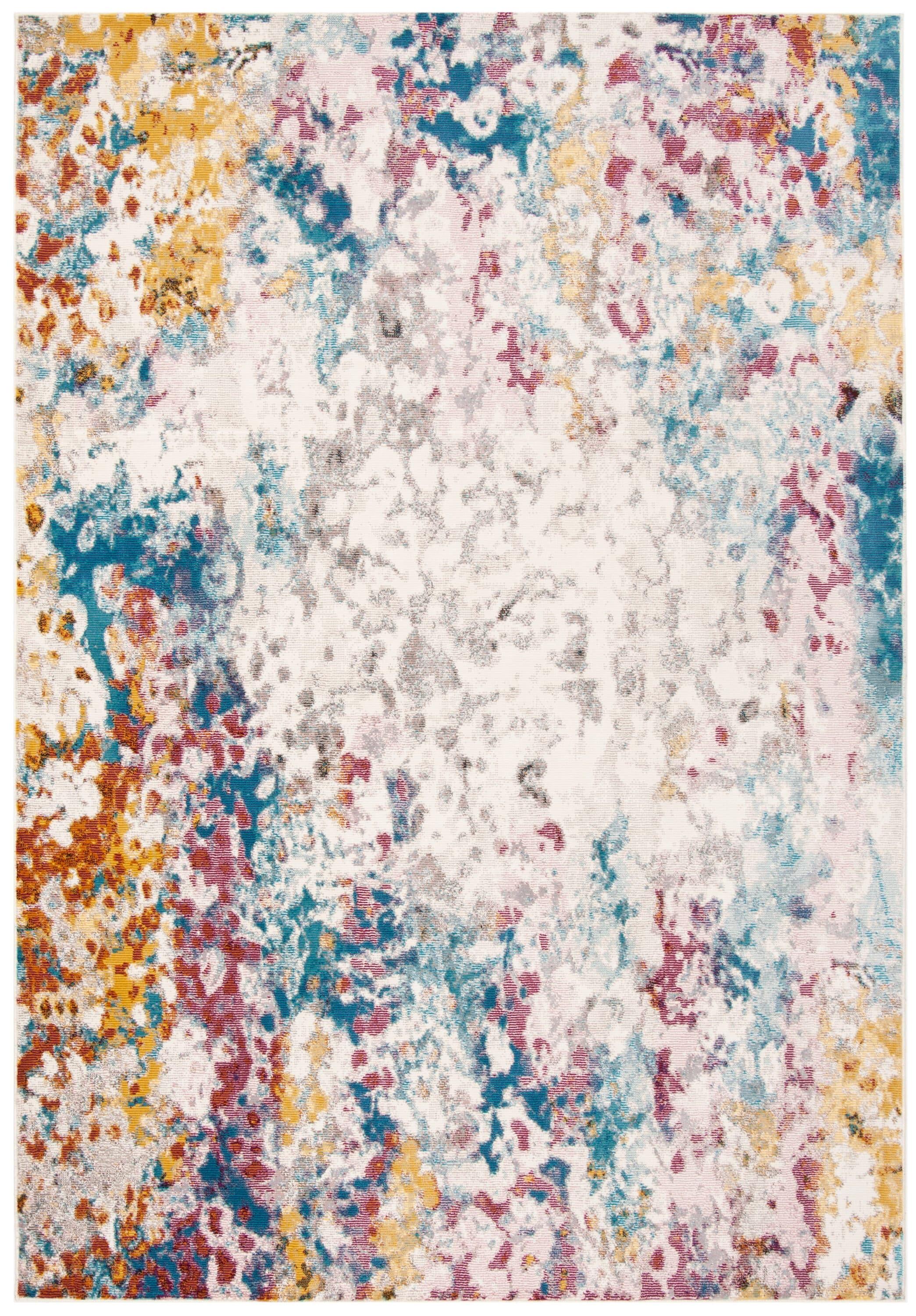 Aria ARA166 Power Loomed Area Rug - Cream/Dark Teal - 4'x6' - Safavieh.