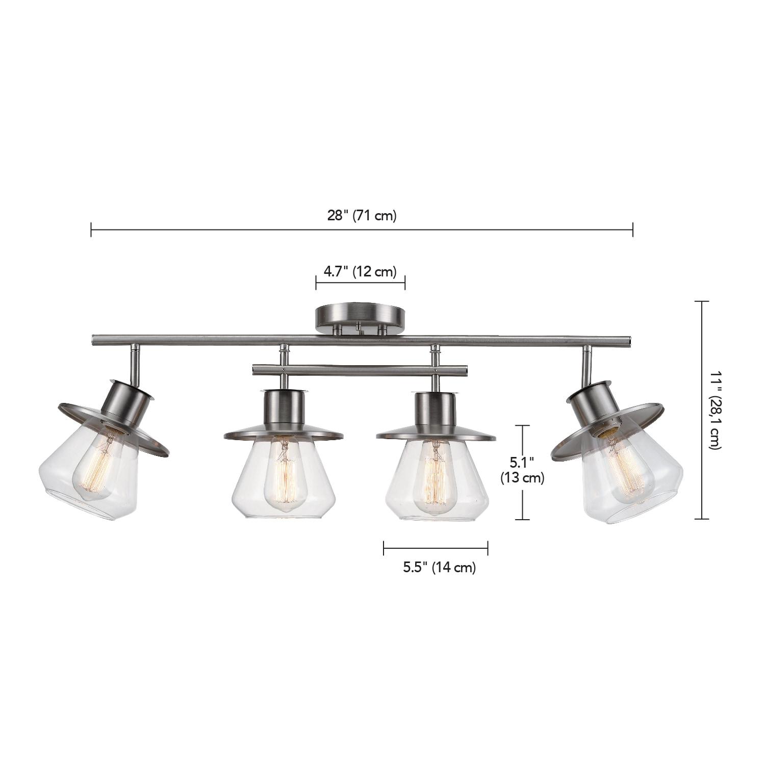 Globe Electric Nate 4-Light Brushed Nickel Track Lighting Kit with Clear Glass Shades, 57504