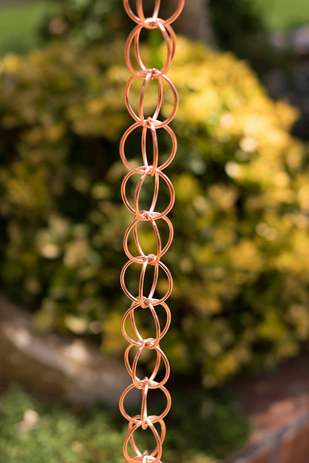 Monarch Rain Chains Pure Copper Ring Rain Chain Replacement Downspouts for Gutters