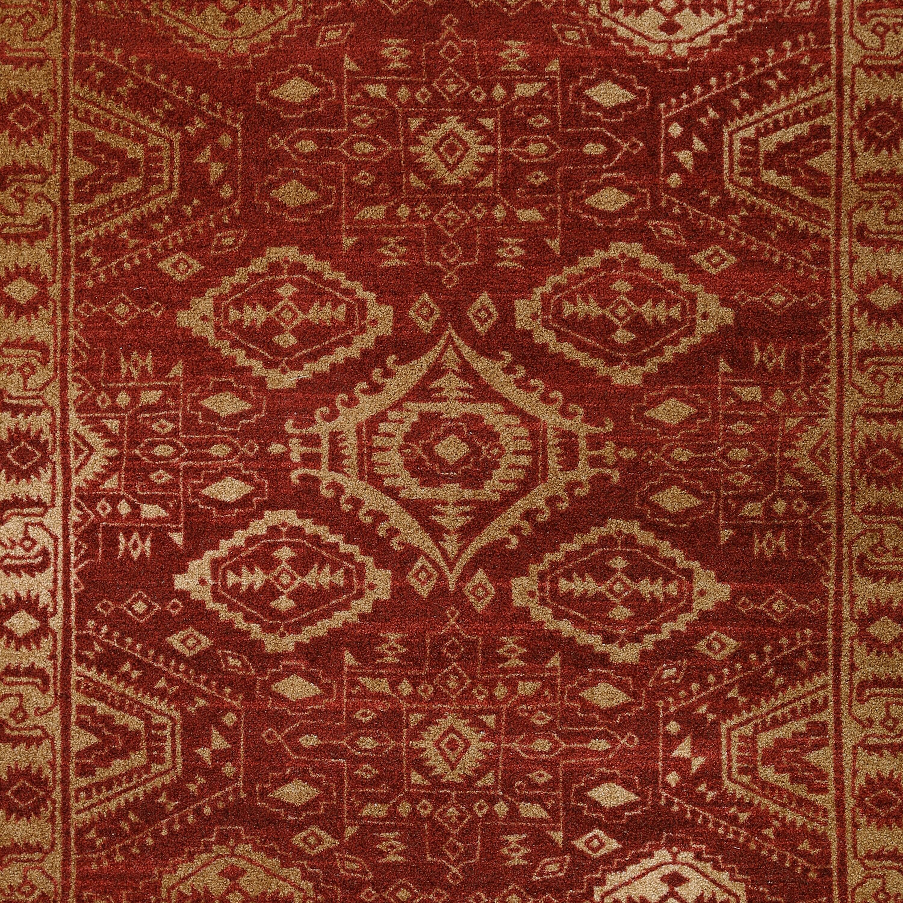Maples Rugs - Made in USA - Georgina Traditional Washable Indoor Runner Rugs, 2' x 6', Red/Gold