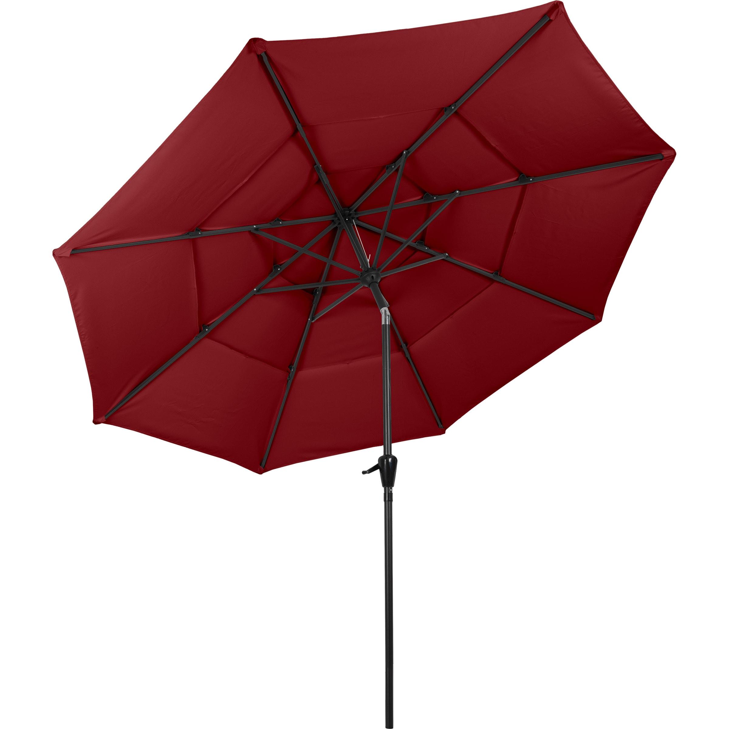 Pure Garden 10' Octagon Outdoor Patio Market Umbrella Red: Crank Lift, Push-Button Tilt, Wind-Resistant