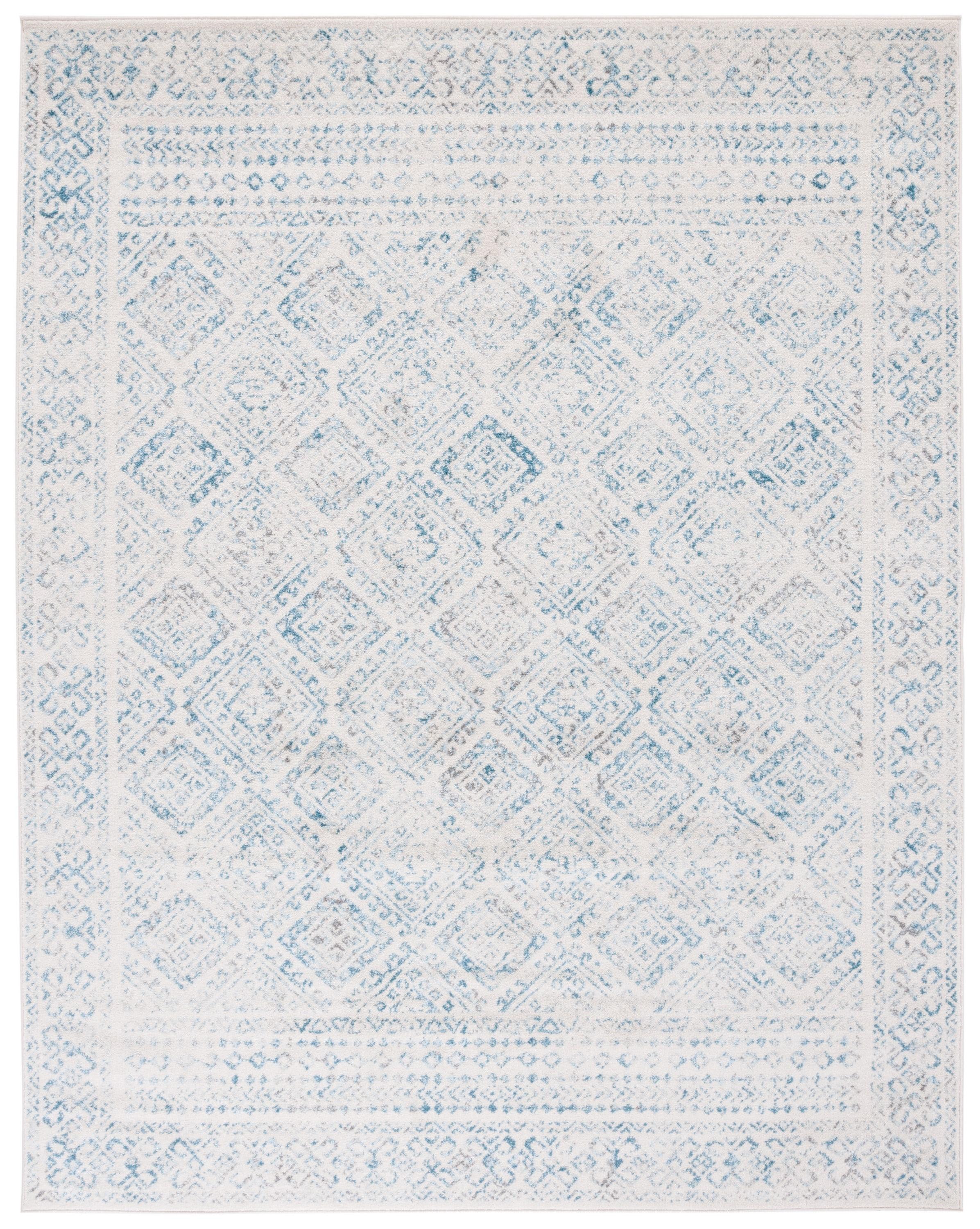 SAFAVIEH Tulum Ophelia Bordered Geometric Area Rug, 10' x 13', Ivory/Turquoise