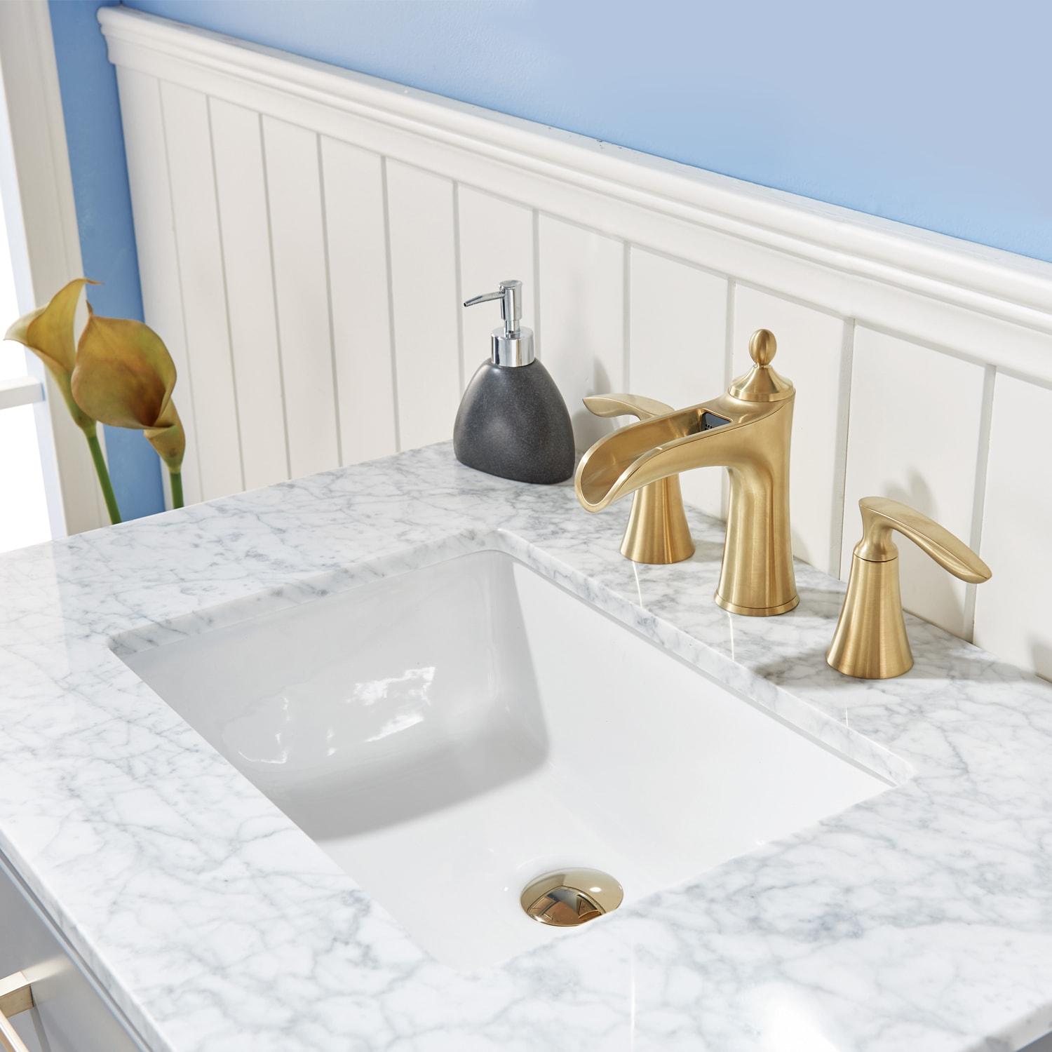 Ivy 30" Single Bathroom Vanity Set in Gray and Carrara White Marble Countertop without Mirror