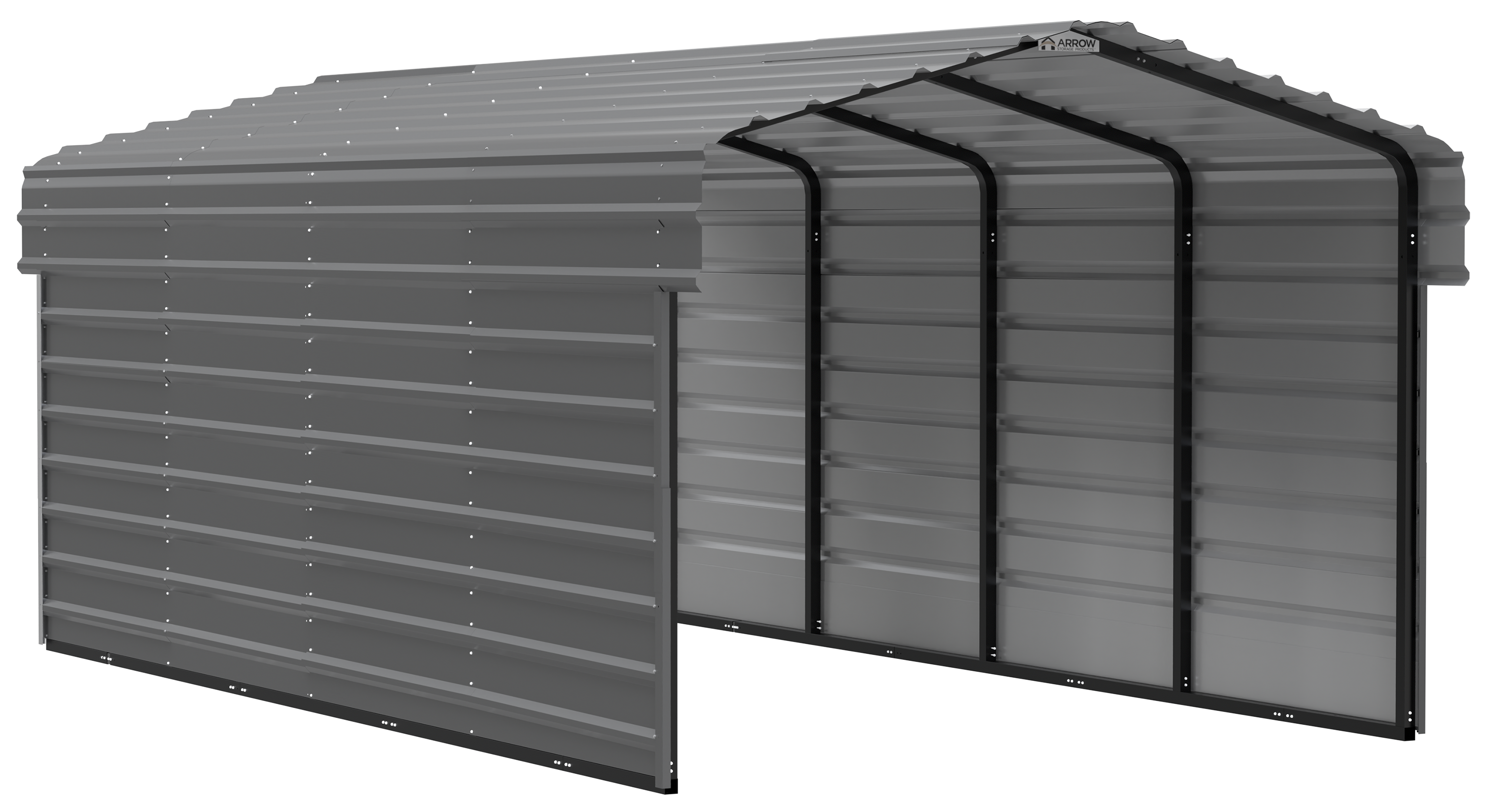 Arrow 10 ft Eggshell Carport with 2-sided Enclosure