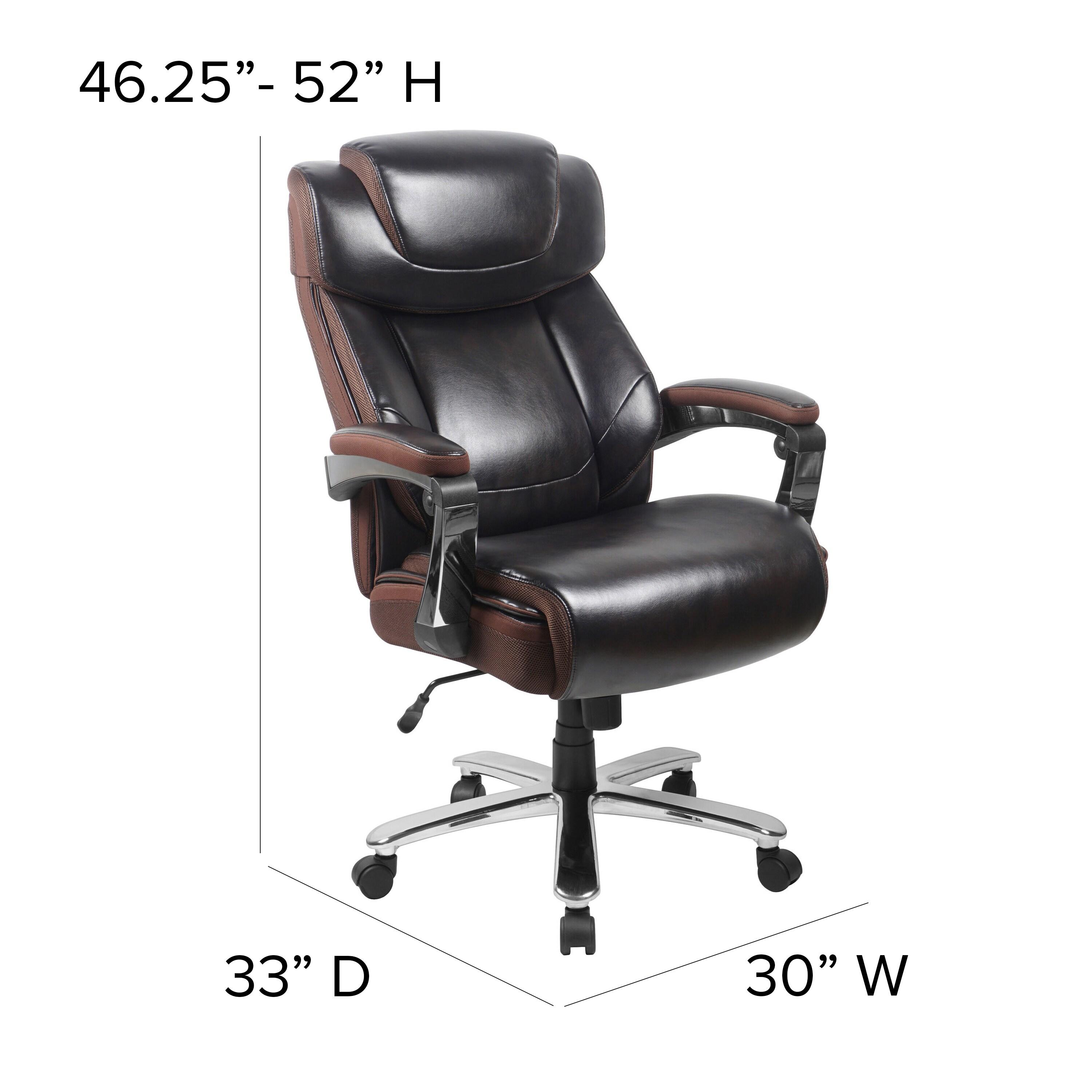 Flash Furniture Esmeralda Big & Tall LeatherSoft Ergonomic Office Chair with Headrest and Armrests