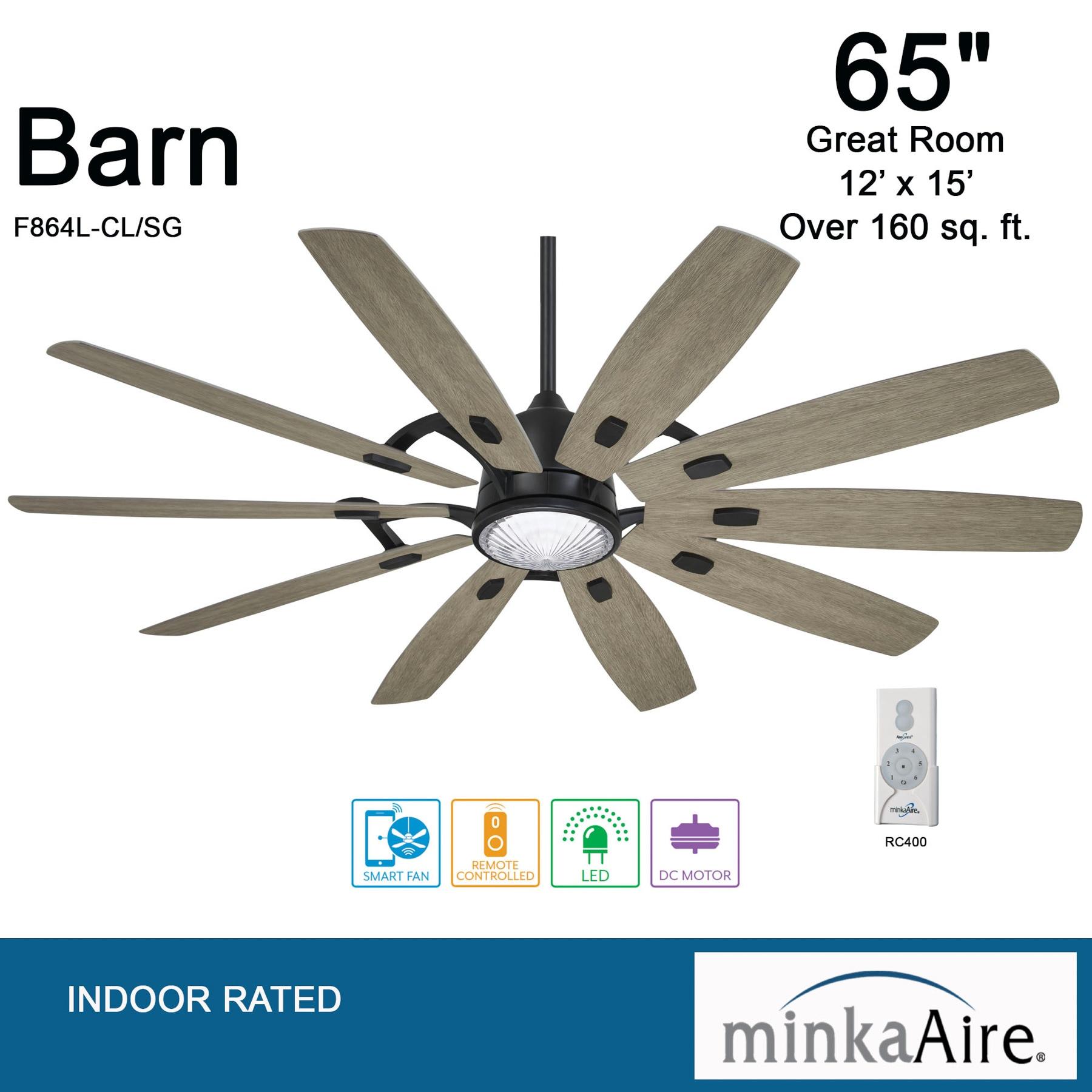 65" 10 - Blade LED Standard Ceiling Fan with Remote Control and Light Kit Included