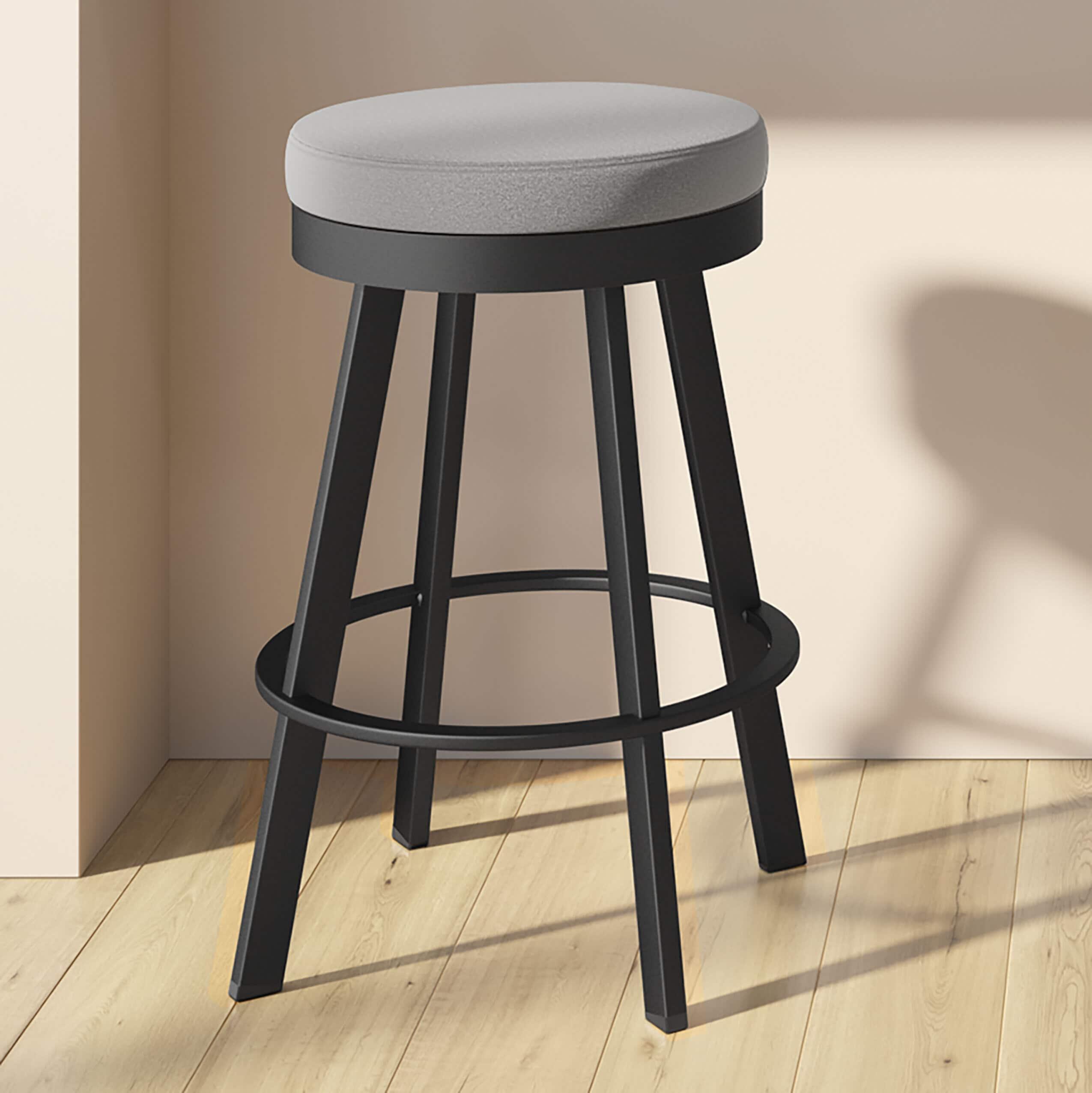 26" Swice Counter Height Barstool with Upholstered Seat - Amisco: Sturdy Steel Frame, Modern Style