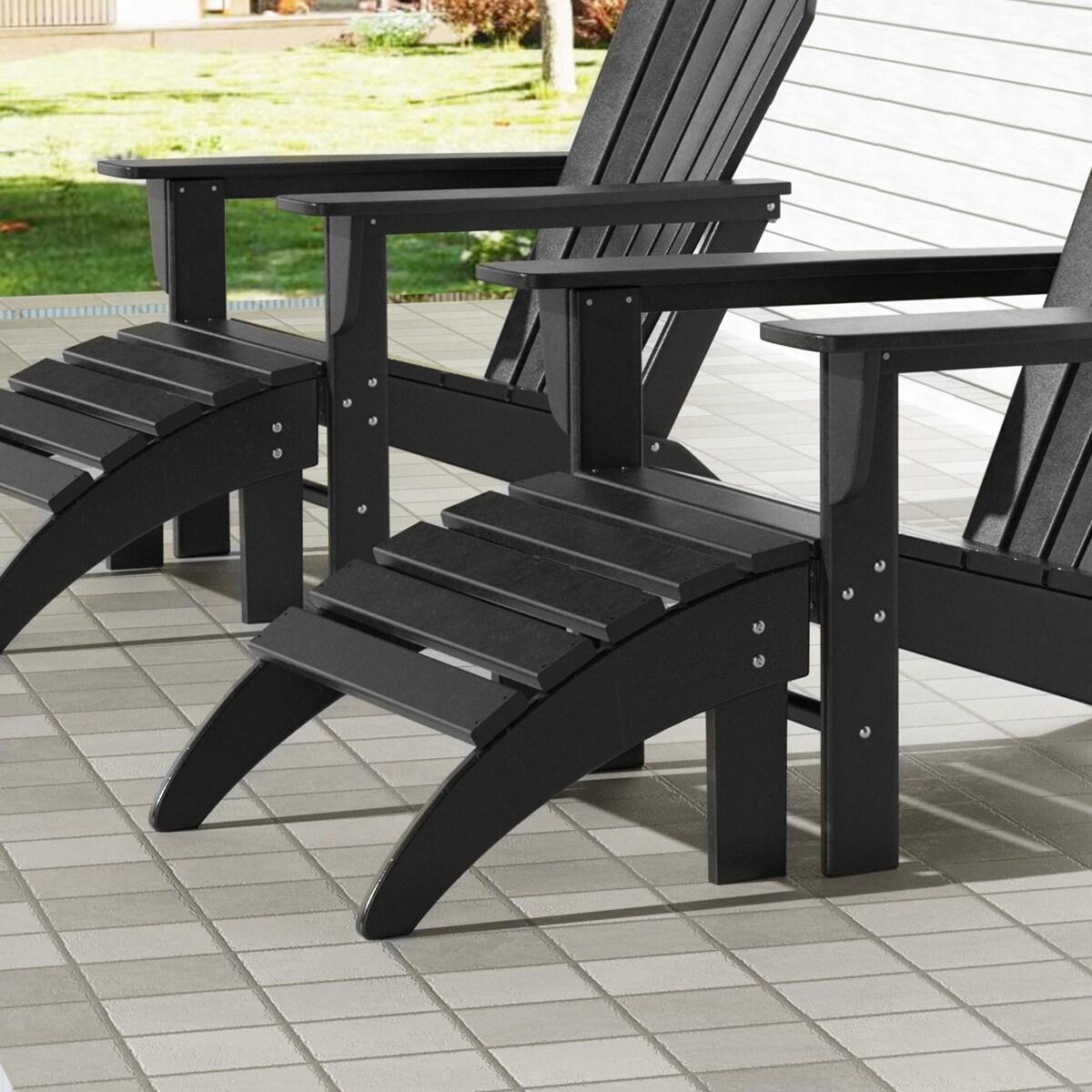 Polytrends  Laguna Hdpe All Weather Outdoor Patio Foldable Ottoman Black