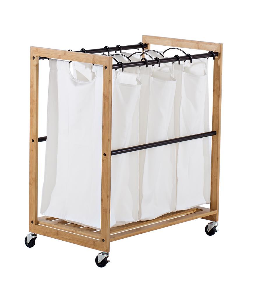 Trinity TRINITY EcoStorage 3-Bag Rolling Bamboo Laundry Cart w/ Poles