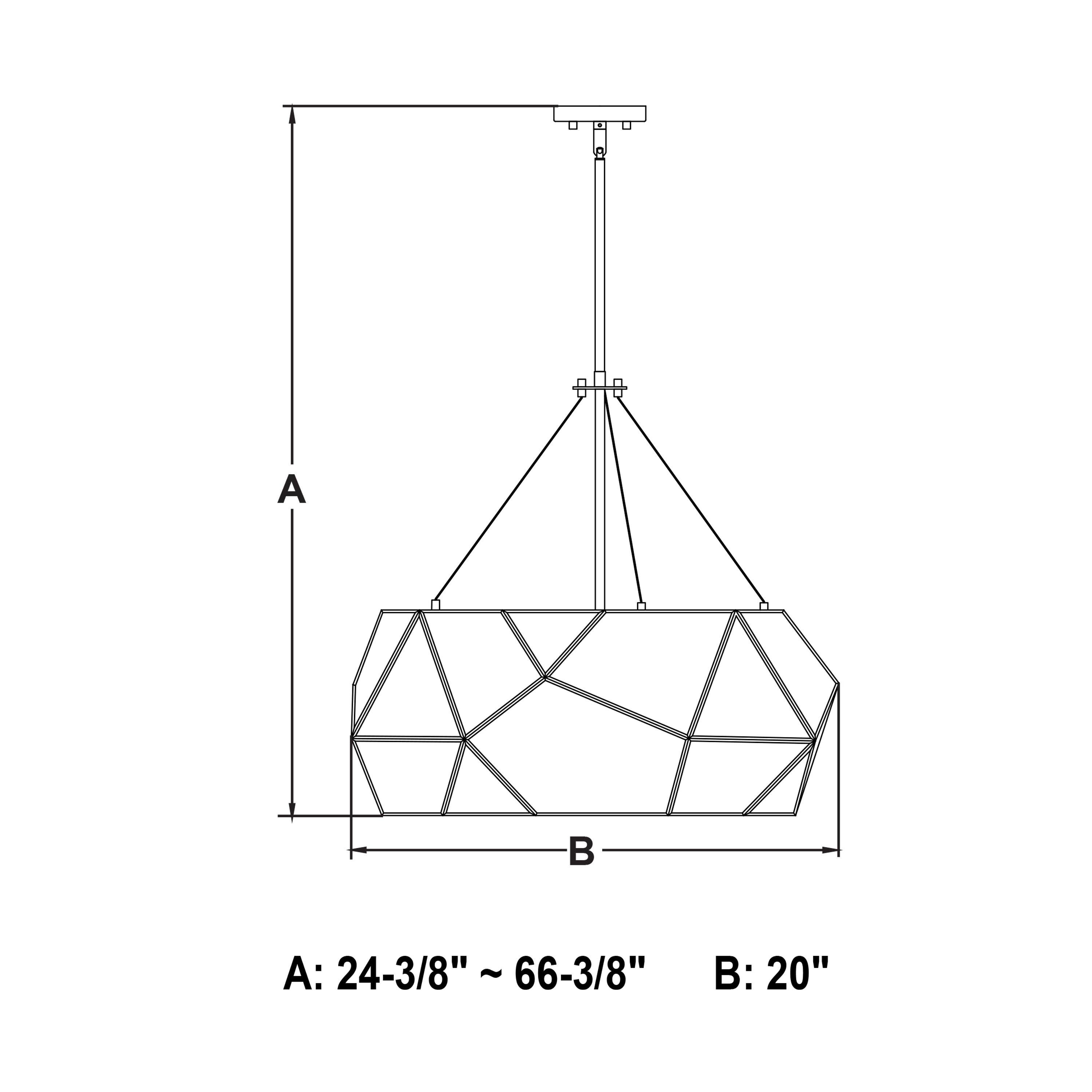 3 - Light Dimmable Geometric Chandelier