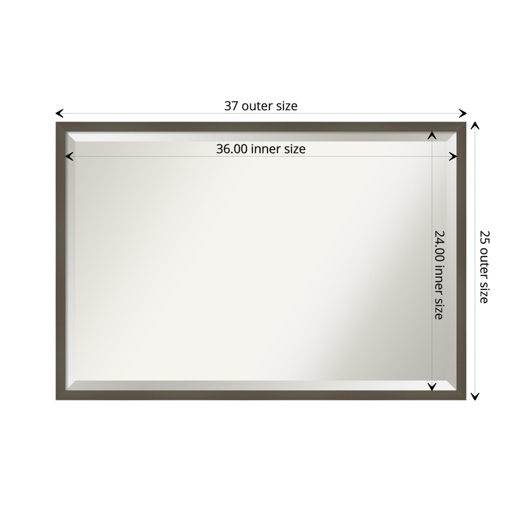 Amanti Art Beveled Wood Bathroom Wall Mirror - Svelte Frame Svelte Clay Grey Outer Size: 37 x 25 in Grey