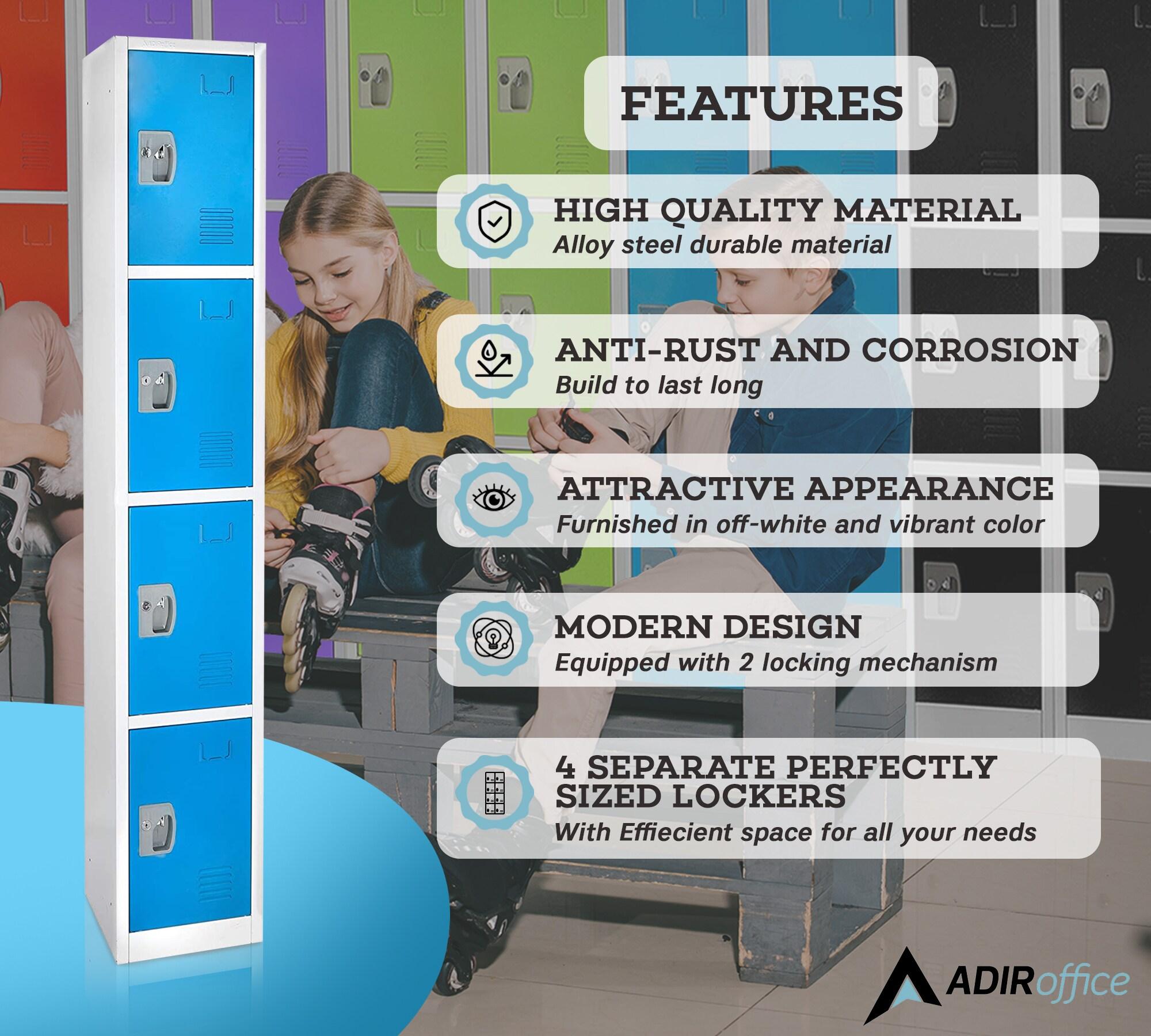 12'' Wide Steel 4-Tier School and Gym Locker