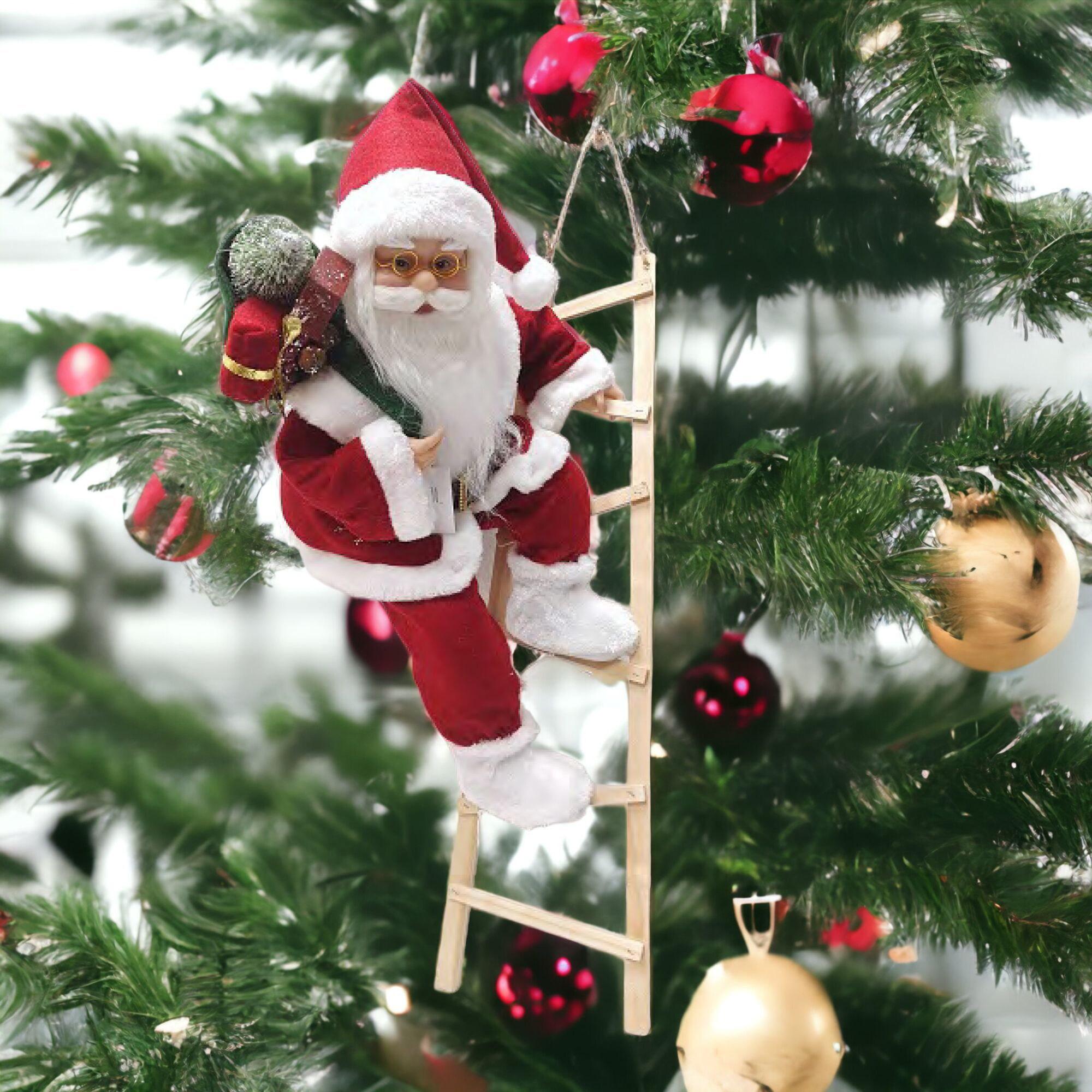 Eagle Gifts X40 ARE27057X 22 in. Santa on Ladder Holiday Decor with 22 Santa On Ladder Figurine - Red