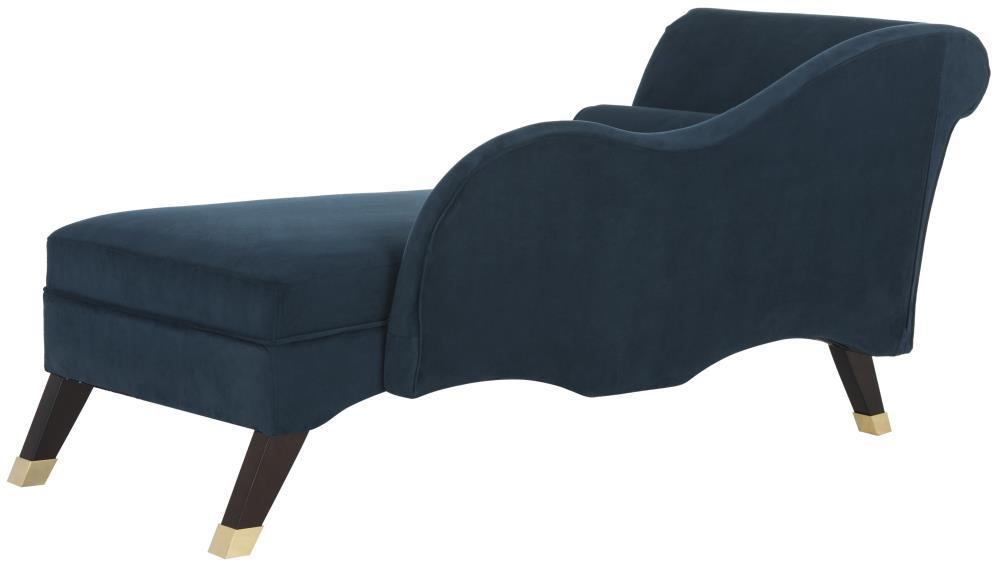 Caiden Vevlet Chaise with Pillow - Navy - Safavieh.