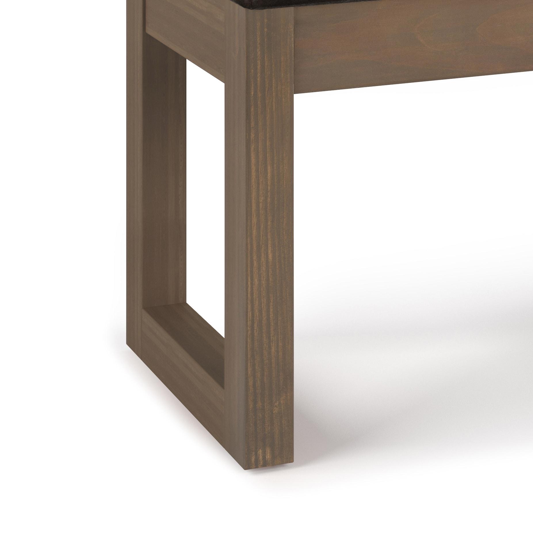 Simpli Home Milltown 26 inch Wide Contemporary Rectangle Footstool Ottoman Bench in Distressed Brown Faux Leather