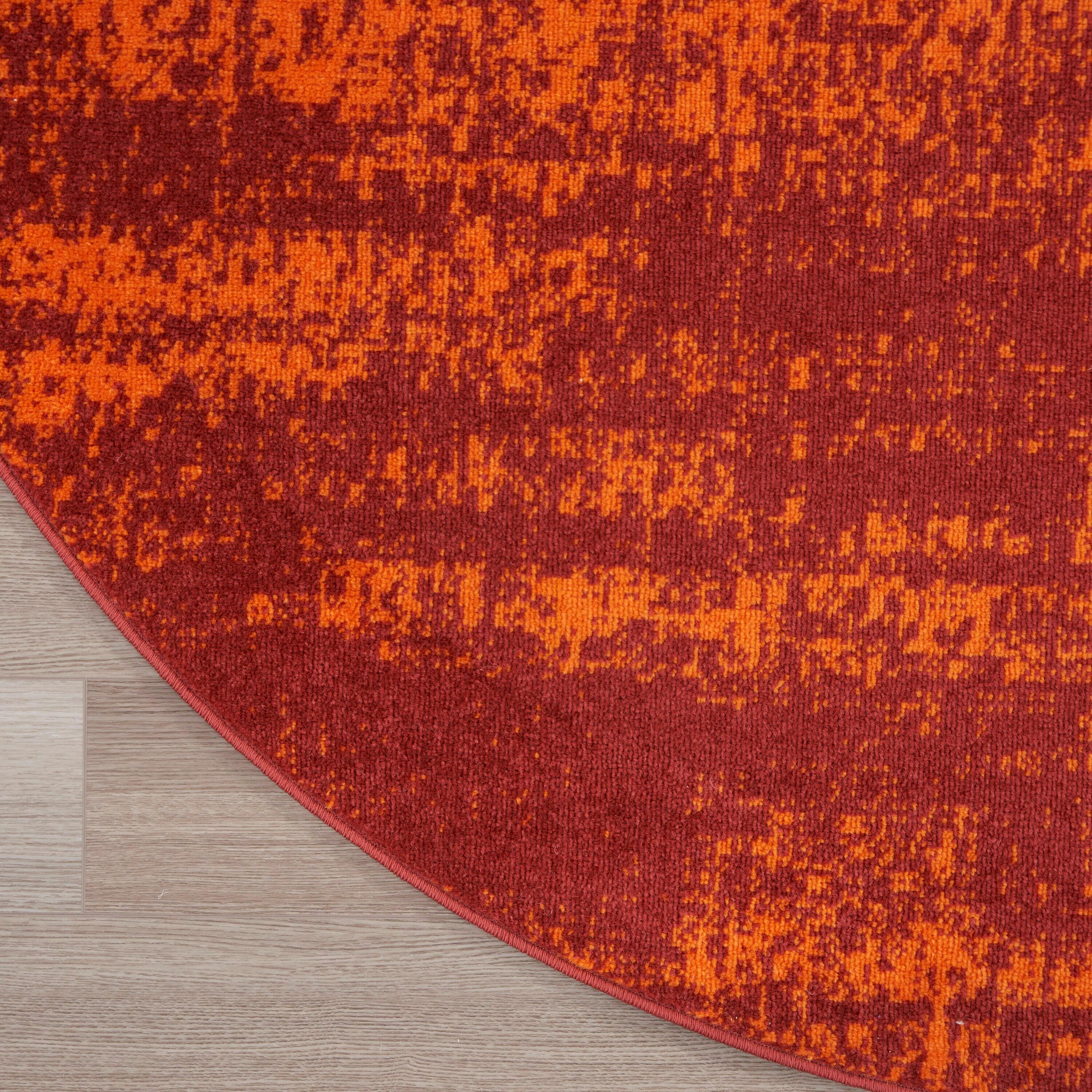 Nourison Essentials 4' x round Red Modern Indoor/Outdoor Rug