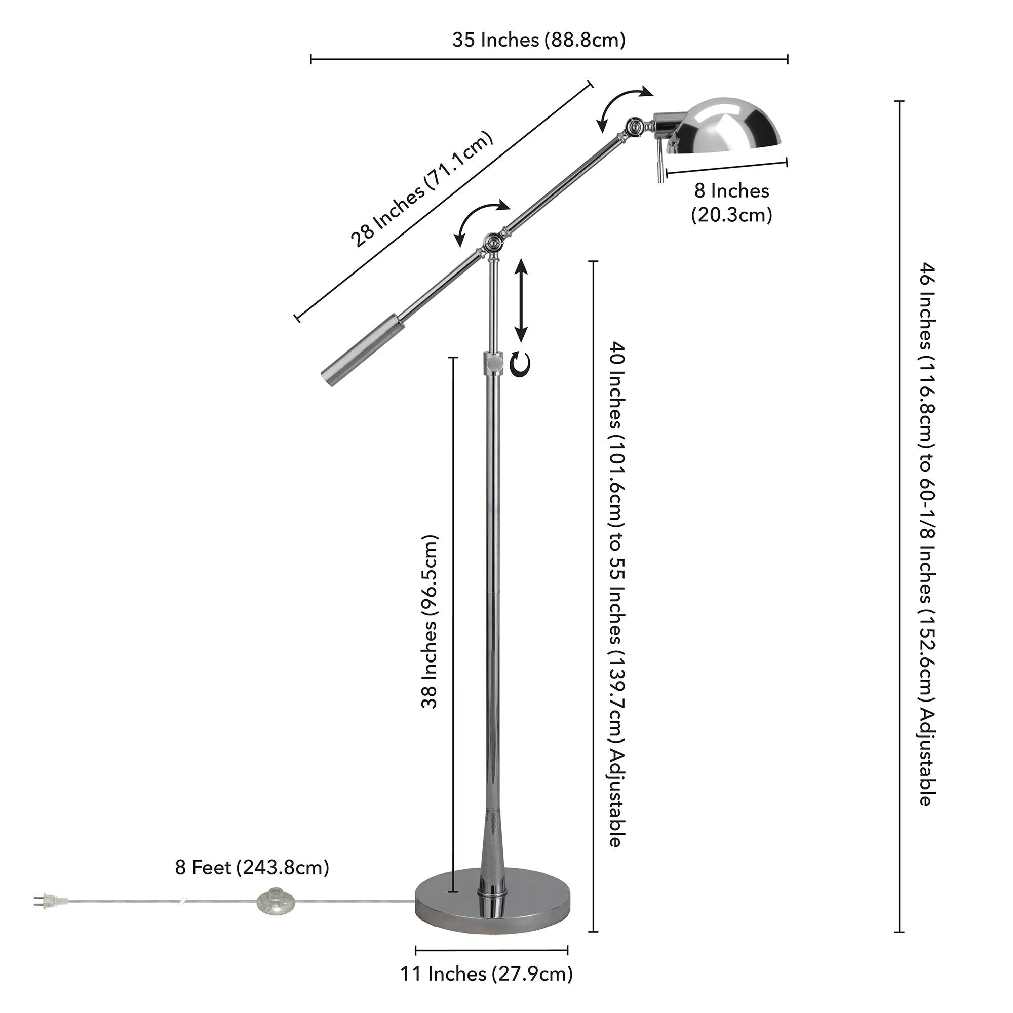 Henn&Hart 61" Silver Floor Lamp