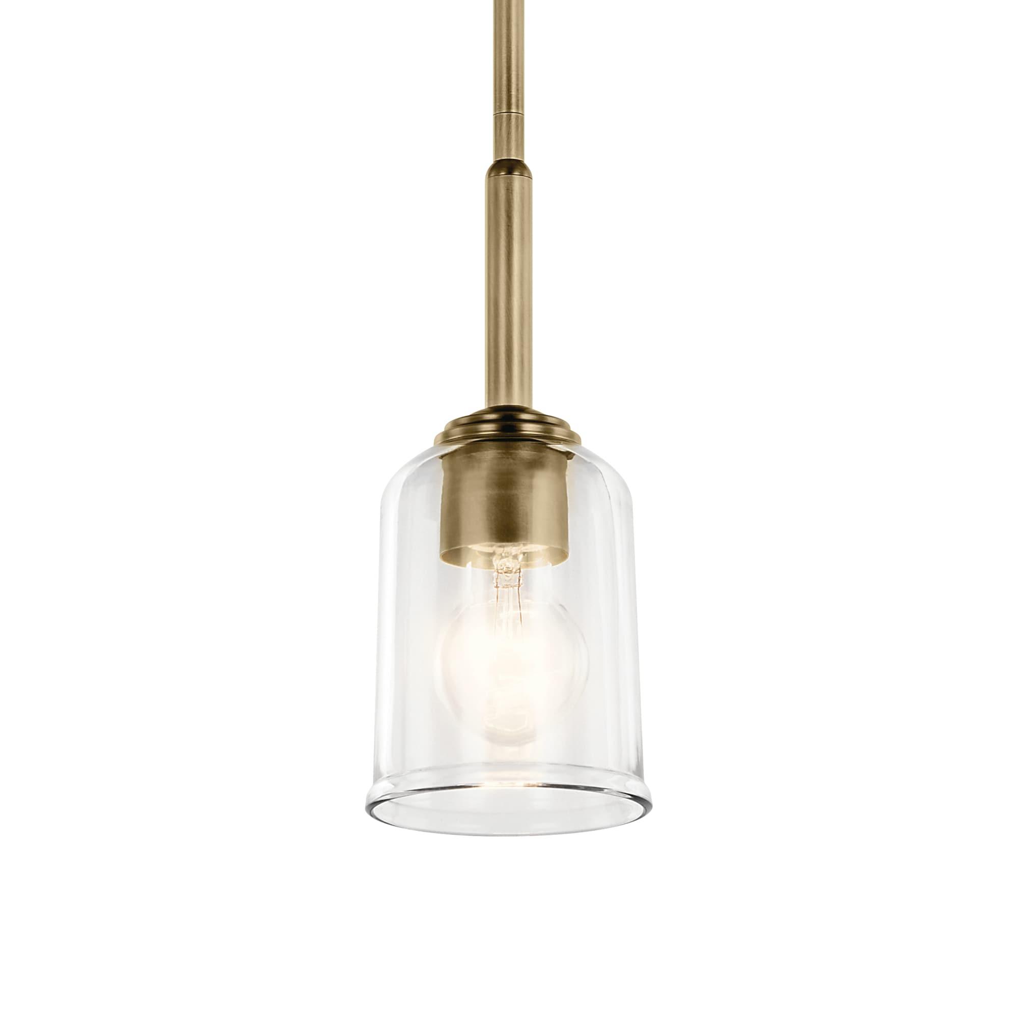 Kichler 43674 Shailene 5" Wide Mini Pendant - Natural Brass / Clear