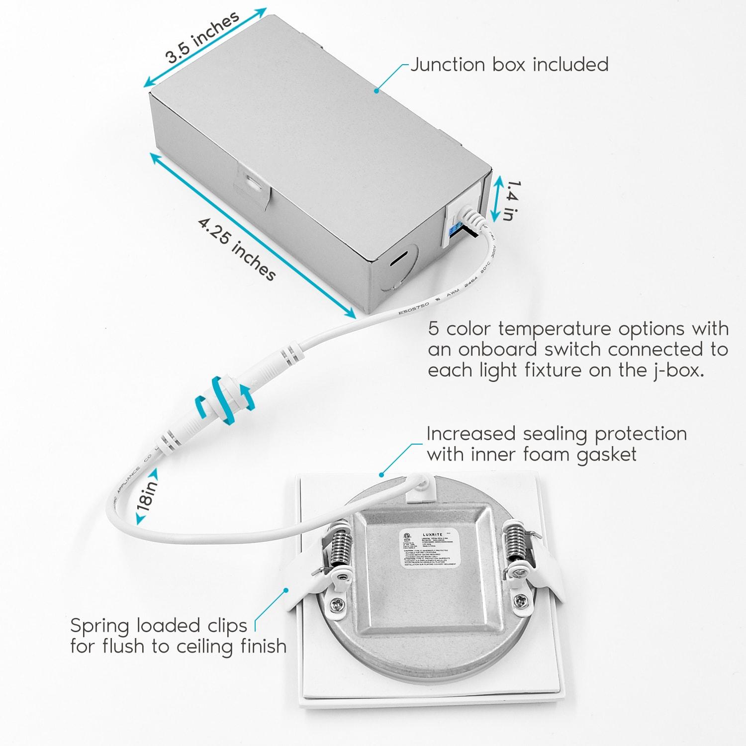 3'' Selectable Color Temperature Dimmable Air-Tight IC Rated LED Canless Recessed Lighting Kit