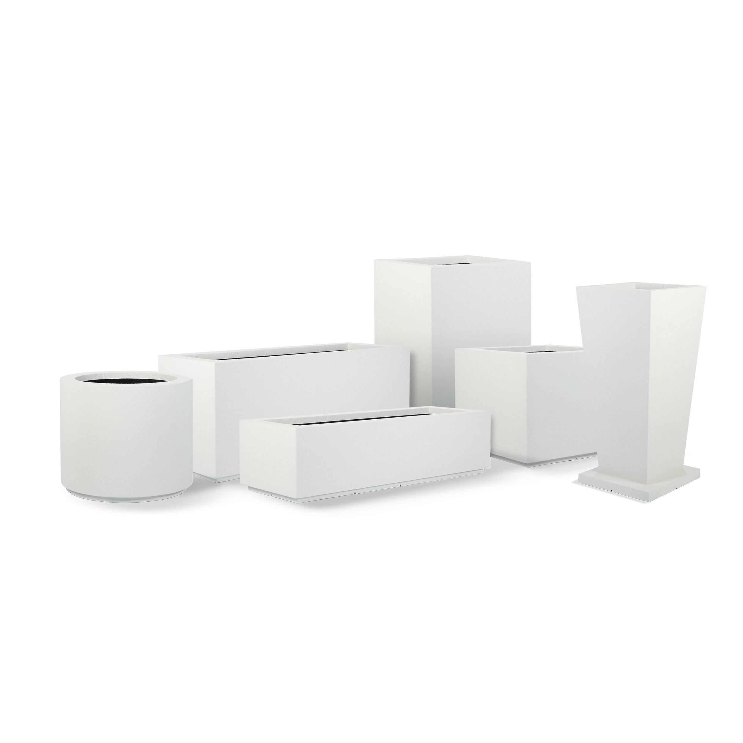 Extra Large White Composite Modern Outdoor Planter with Drainage Holes