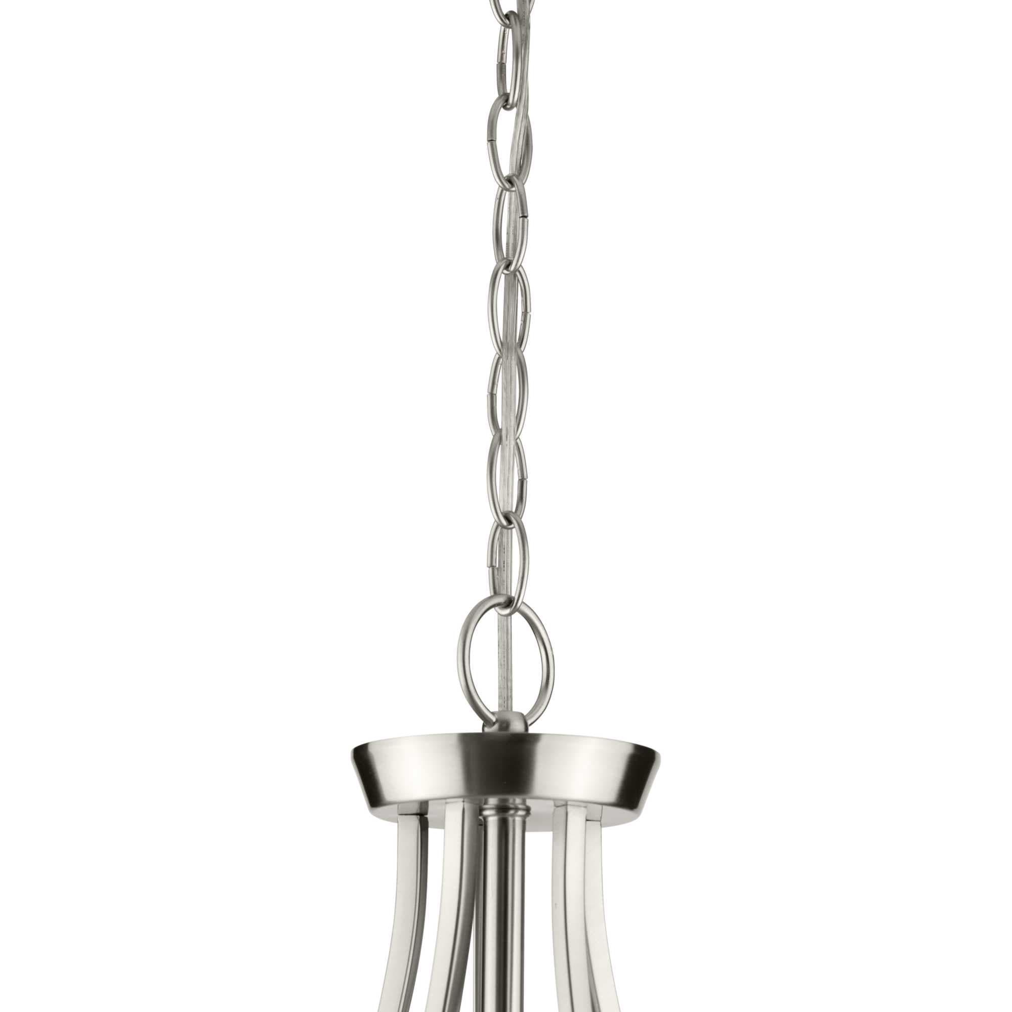 Progress Lighting Lassiter 5-Light Chandelier, Brushed Nickel, Clear Glass Shades