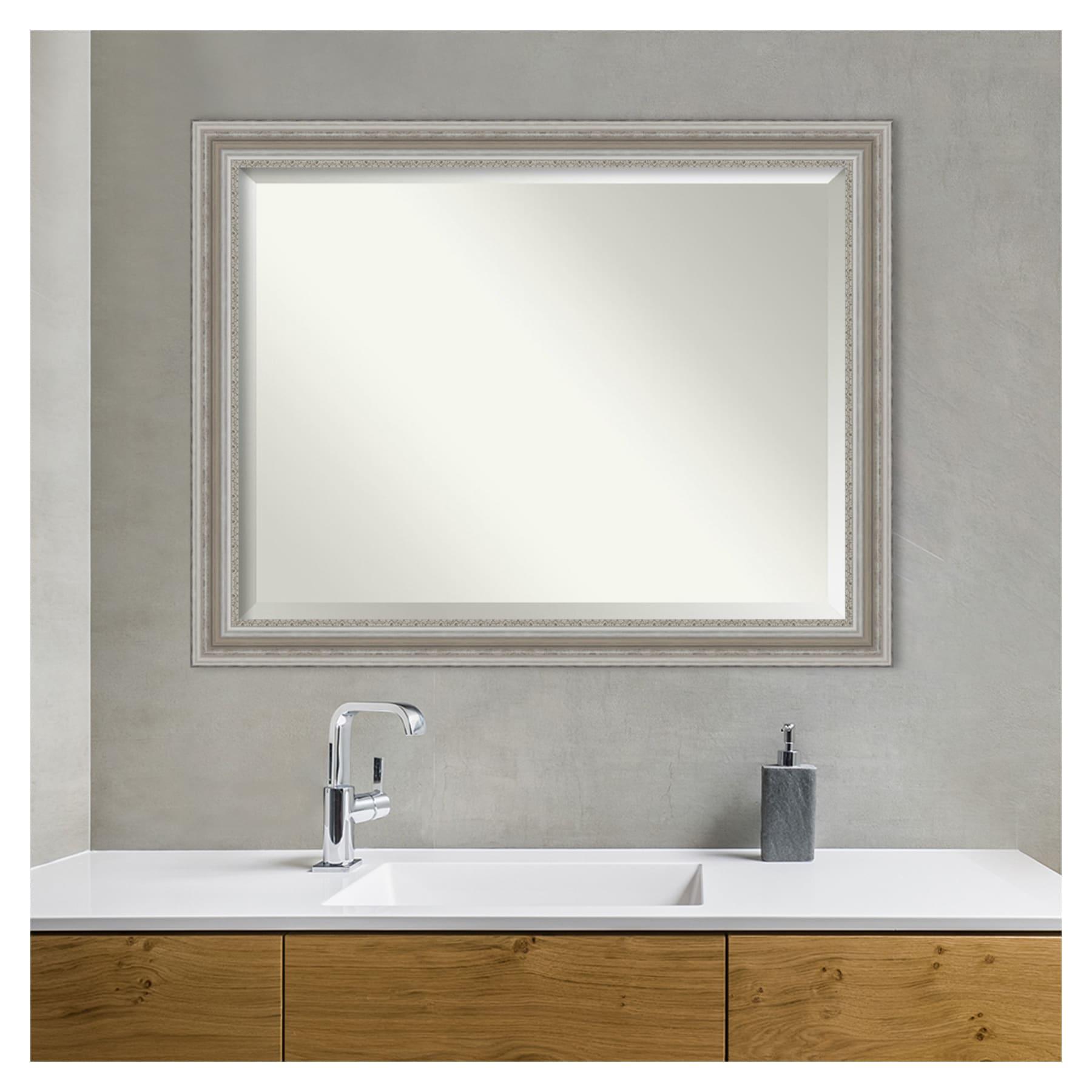 46" x 36" Parlor Framed Wall Mirror Silver - Amanti Art: Modern Beveled, No Assembly Required