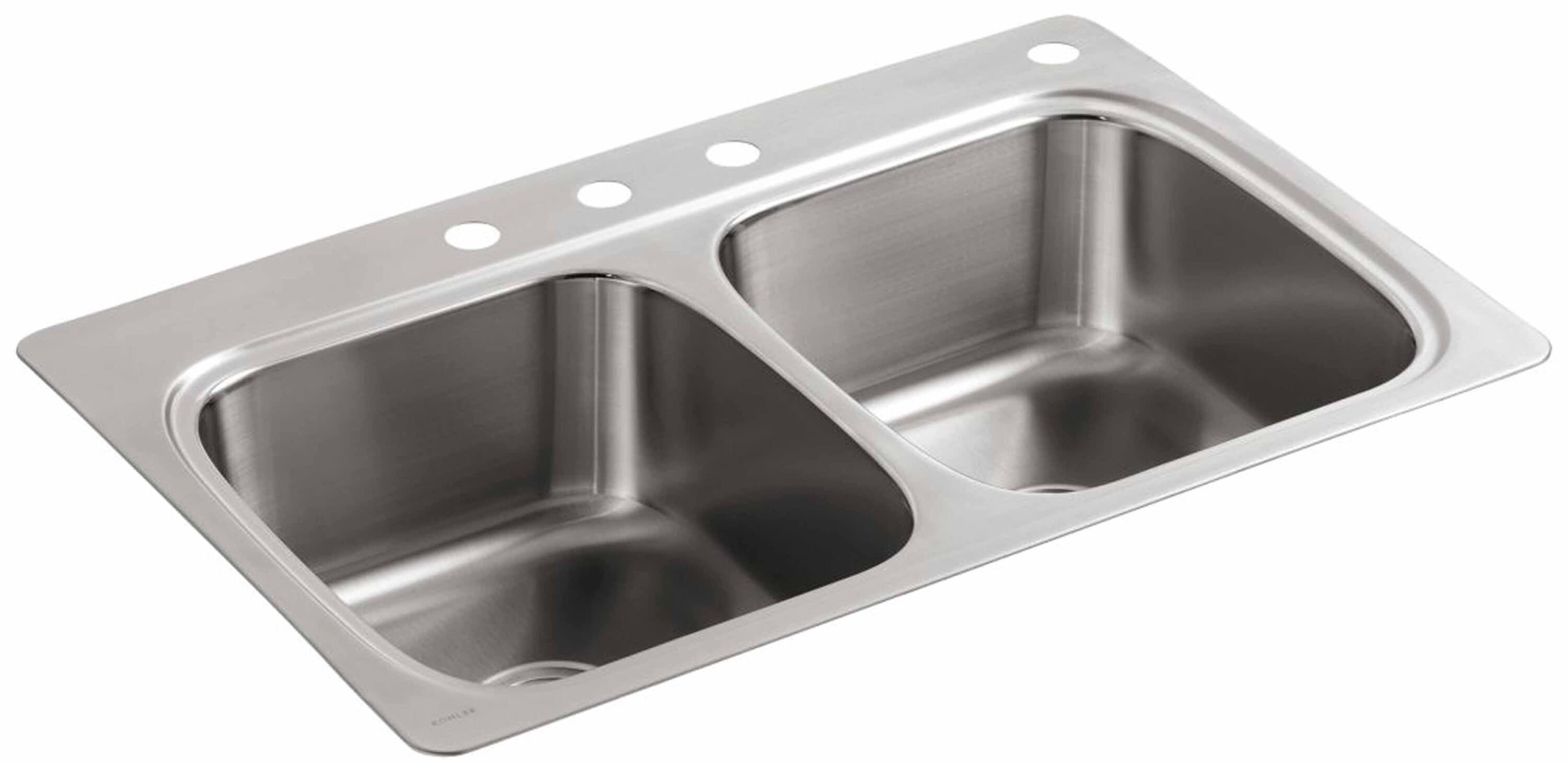 Verse Top-Mount Double-Equal Bowl Kitchen Sink with Single Faucet Hole