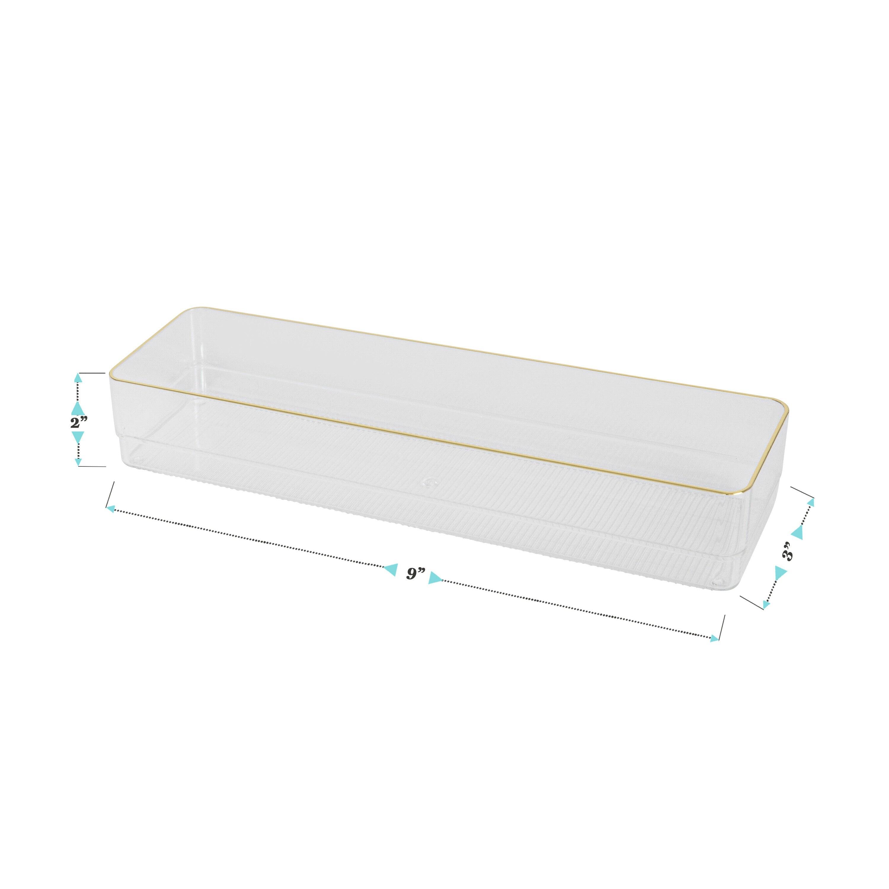 Thomas Martha Stewart Plastic Stackable Office Desk Drawer Organizers with Metallic Trim, 9" x 3" (Set of 8)