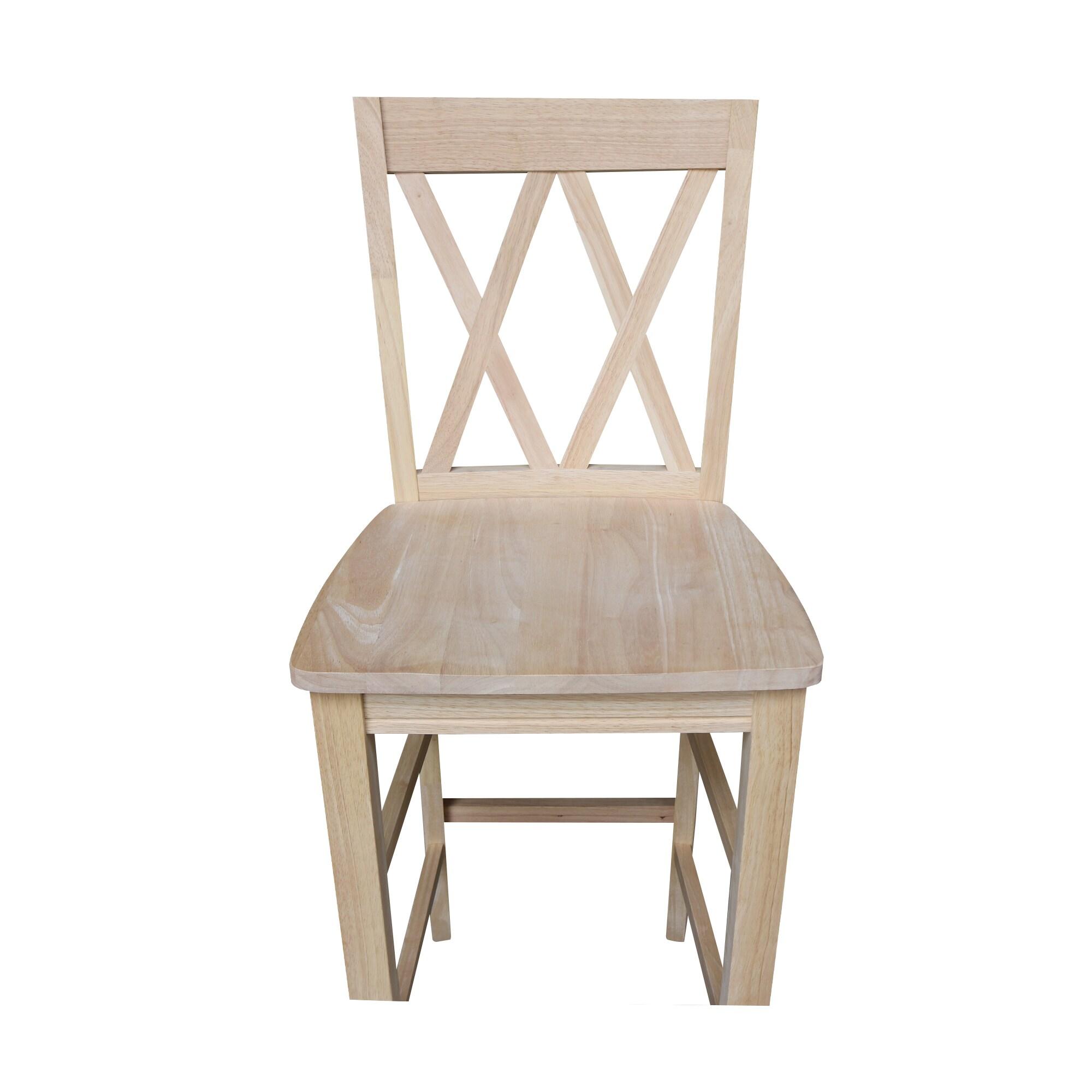 30" Double X-Back Counter Height Barstool Unfinished - International Concepts: Solid Wood, Armless