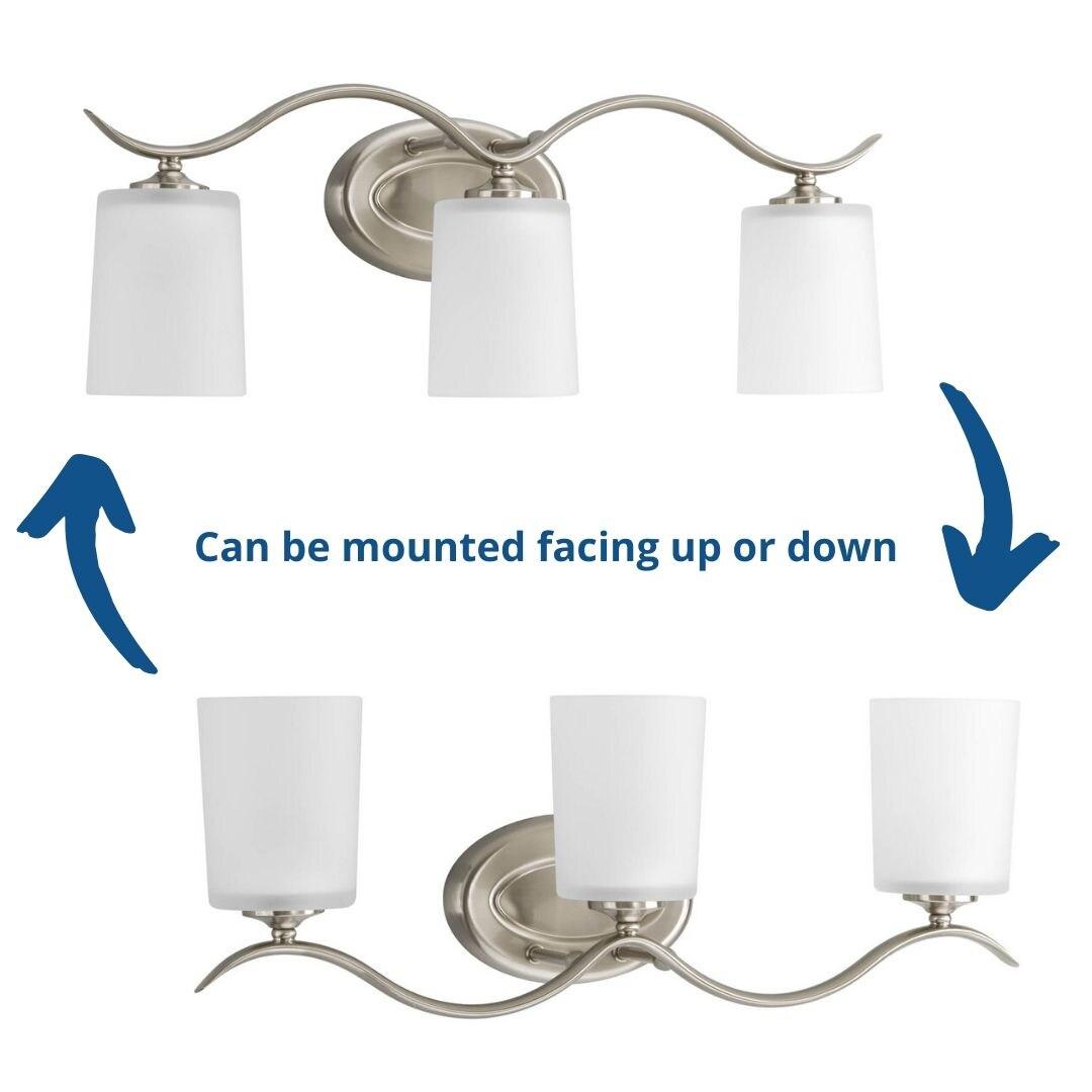 Progress Lighting Inspire 3-Light Wall Light, Brushed Nickel, Etched Glass Shade