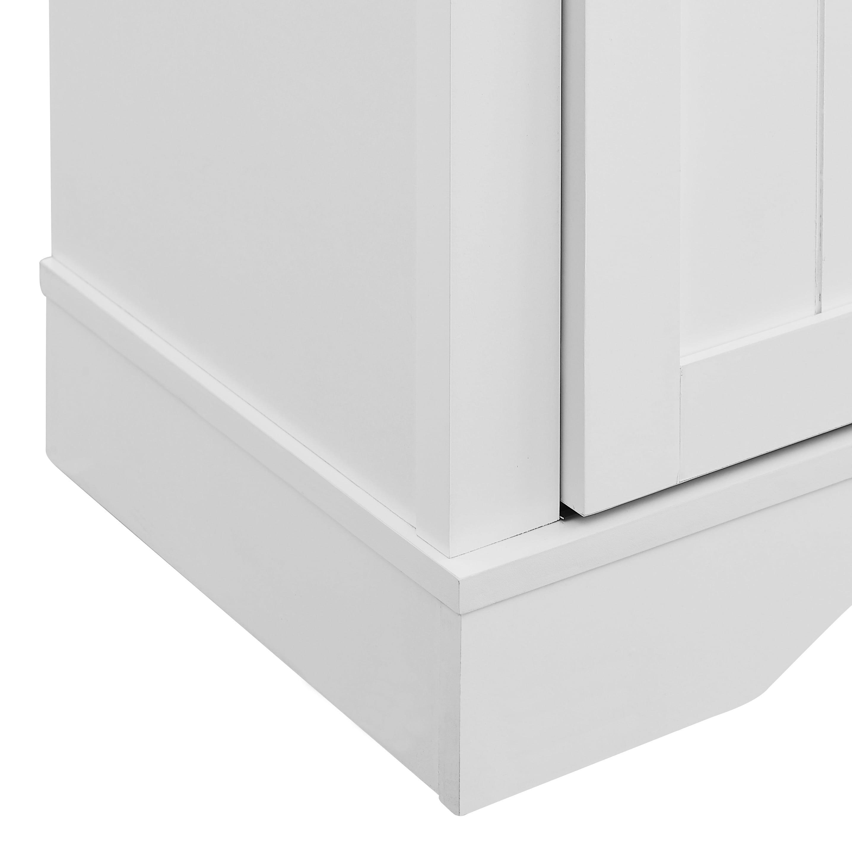 Home Essentials 47" Wine Bar Cabinet White: Farmhouse Style, Glassware Storage, MDF & Rubberwood
