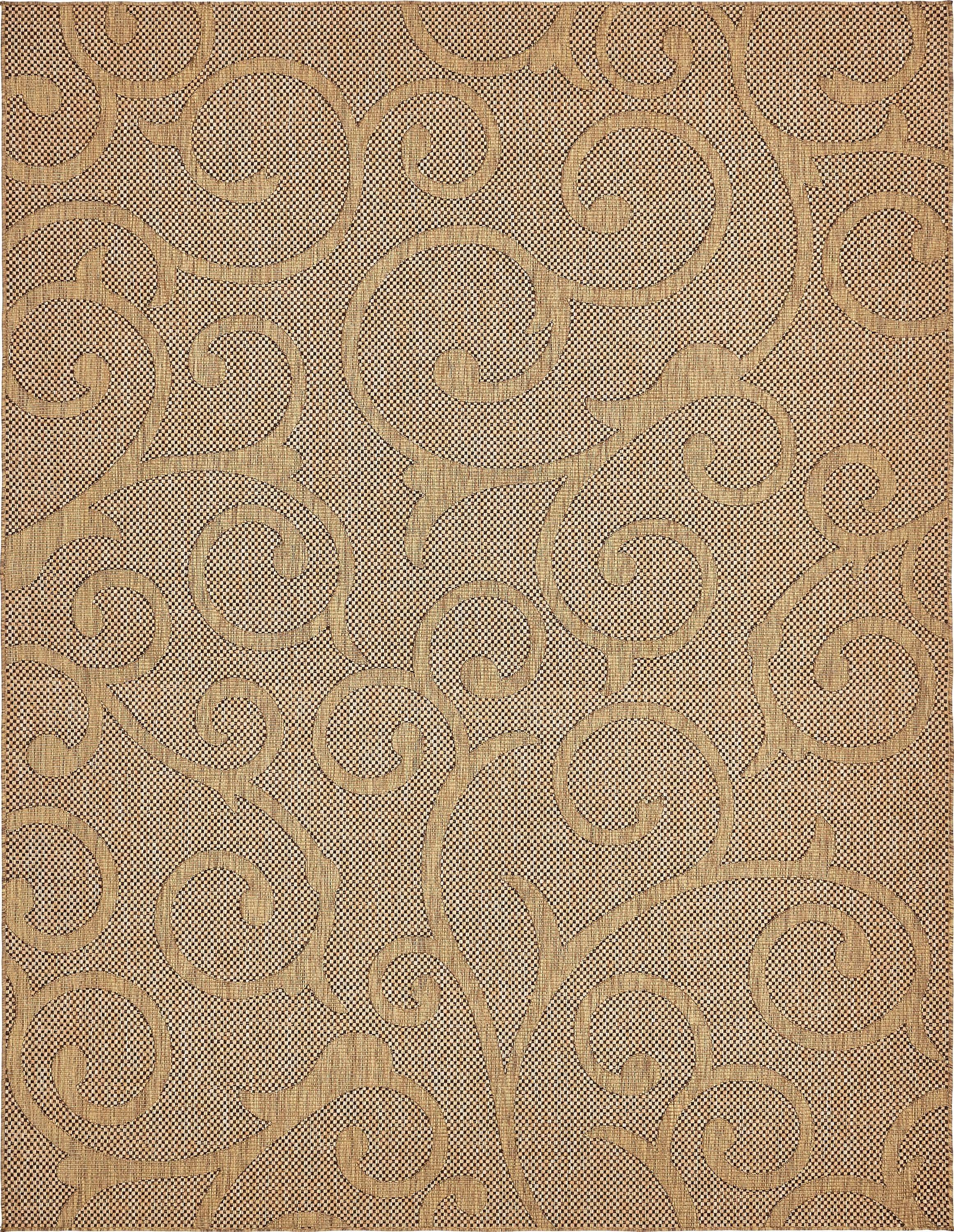 Unique Loom 9' 0 x 12' 2 Light Brown Outdoor Botanical Vine Area Rug