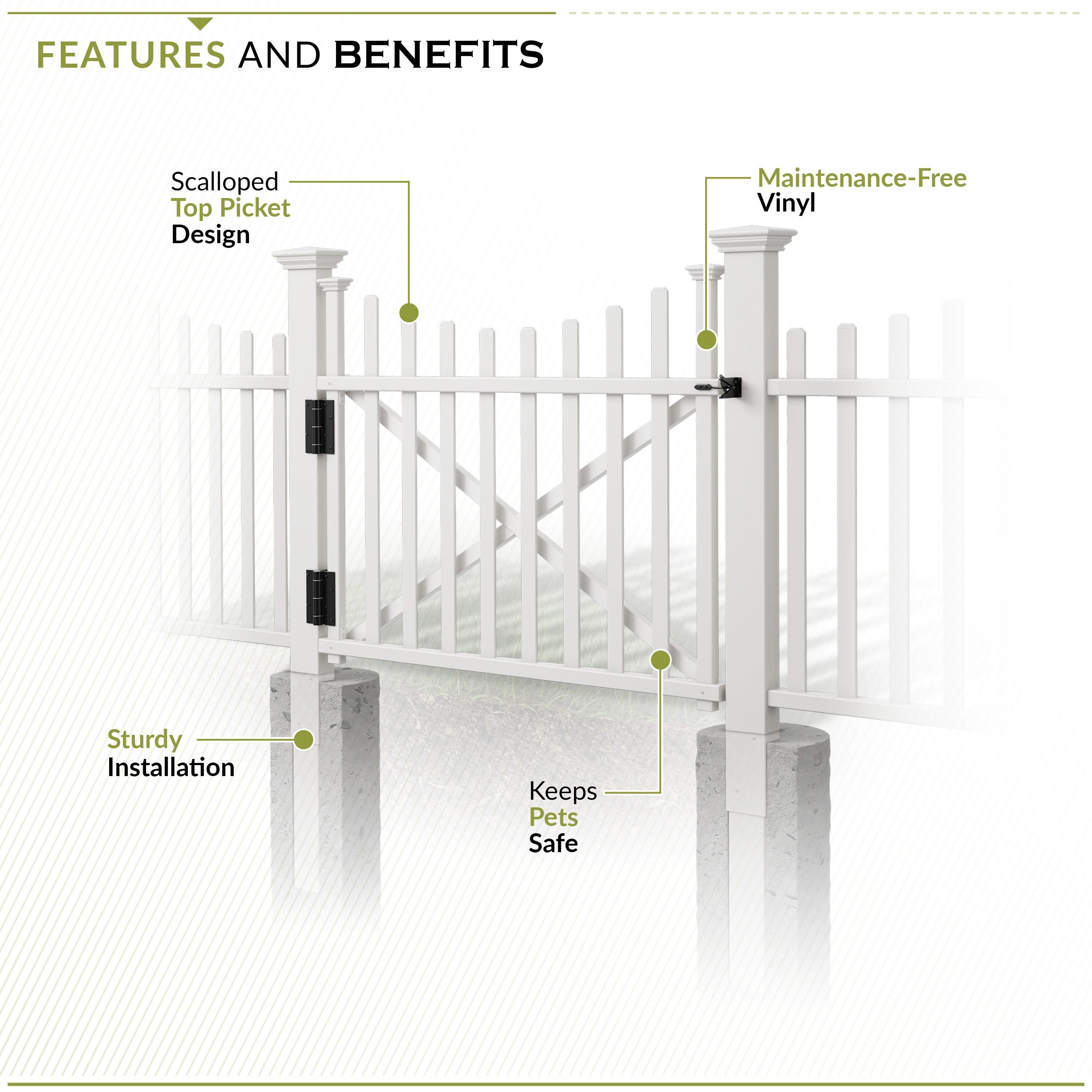 Zippity Outdoor Products 3.8ft H x 4.1ft W (1 Gate) Zippity Manchester Gate Kit, White Vinyl Picket Fence Gate Kit for Manchester Fence Panels, Gate for Backyard, Patio, Outdoor, & Garden Fence, ZP19019